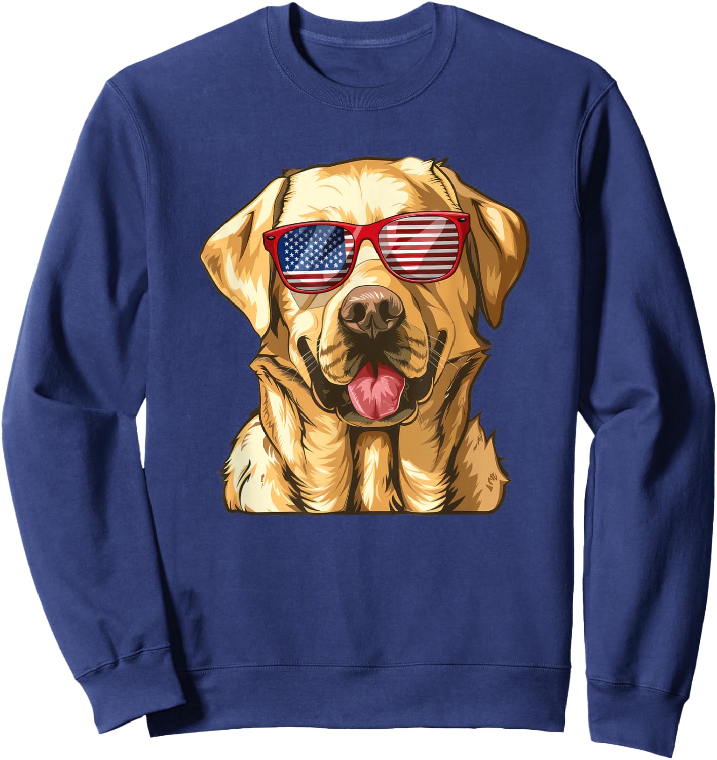 Labrador Retriever USA America Flag 4th of July Sweatshirt - Sweatshirt | Navy
