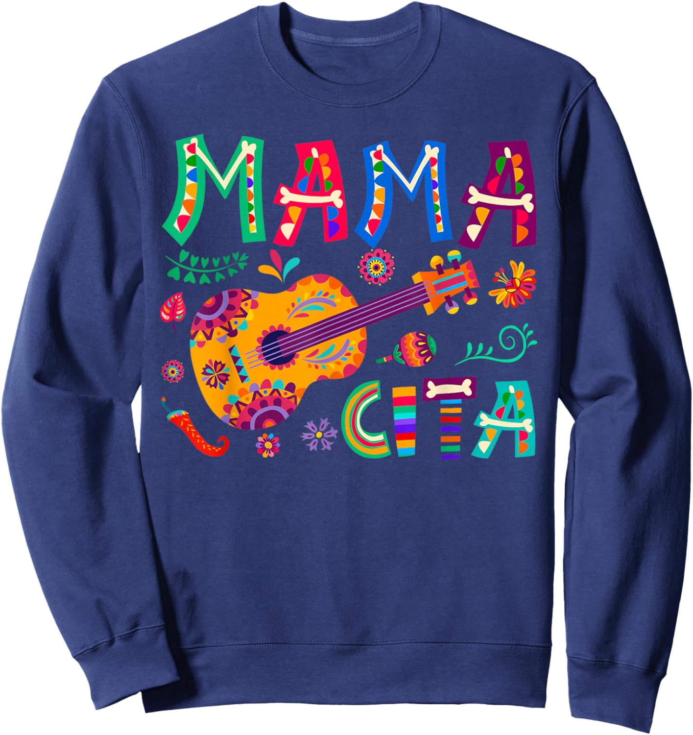 Cinco De Mayo Mamacita Flower Mama Cita Mexican Sweatshirt - Sweatshirt | Navy