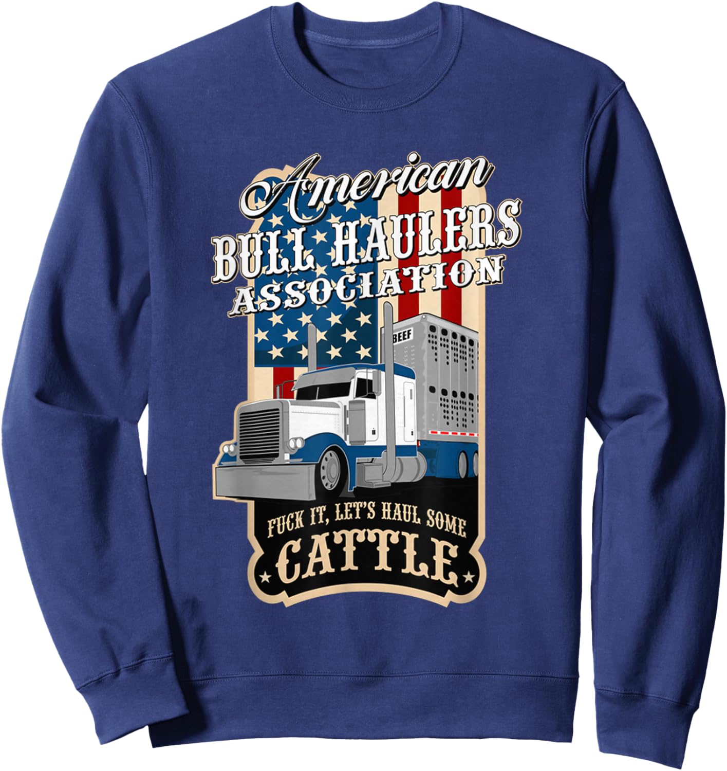 American Bull Haulers Association Men's Black Cotton Polyester Blend Short Sleeve , Small Sweatshirt - Sweatshirt | Navy