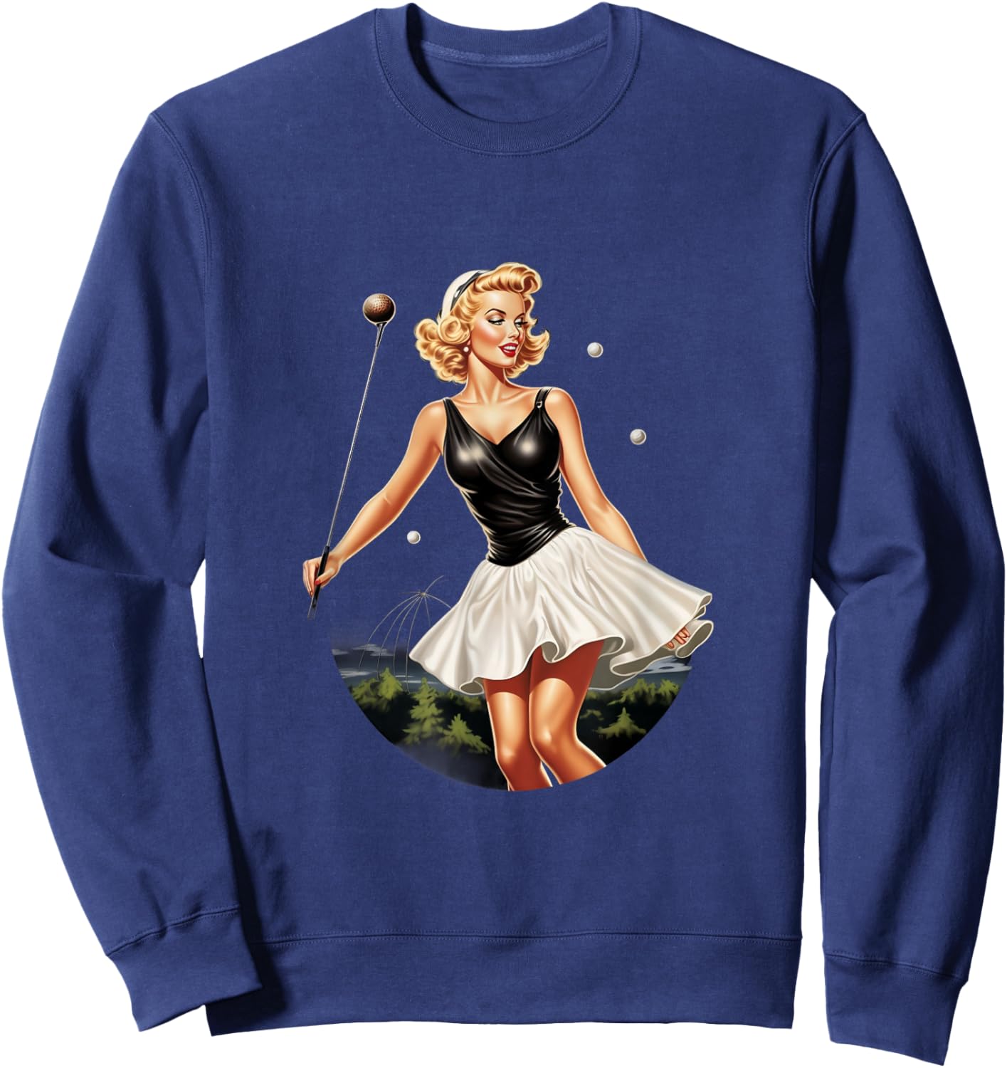 Pinup Girl Golfer Golf Vintage Sweatshirt - Sweatshirt | Navy