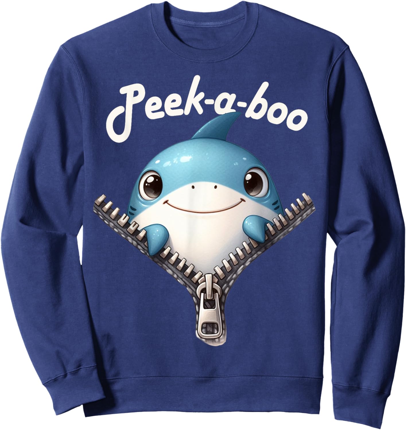 Funny - Peek-a-boo - Shark Sweatshirt - Sweatshirt | Navy