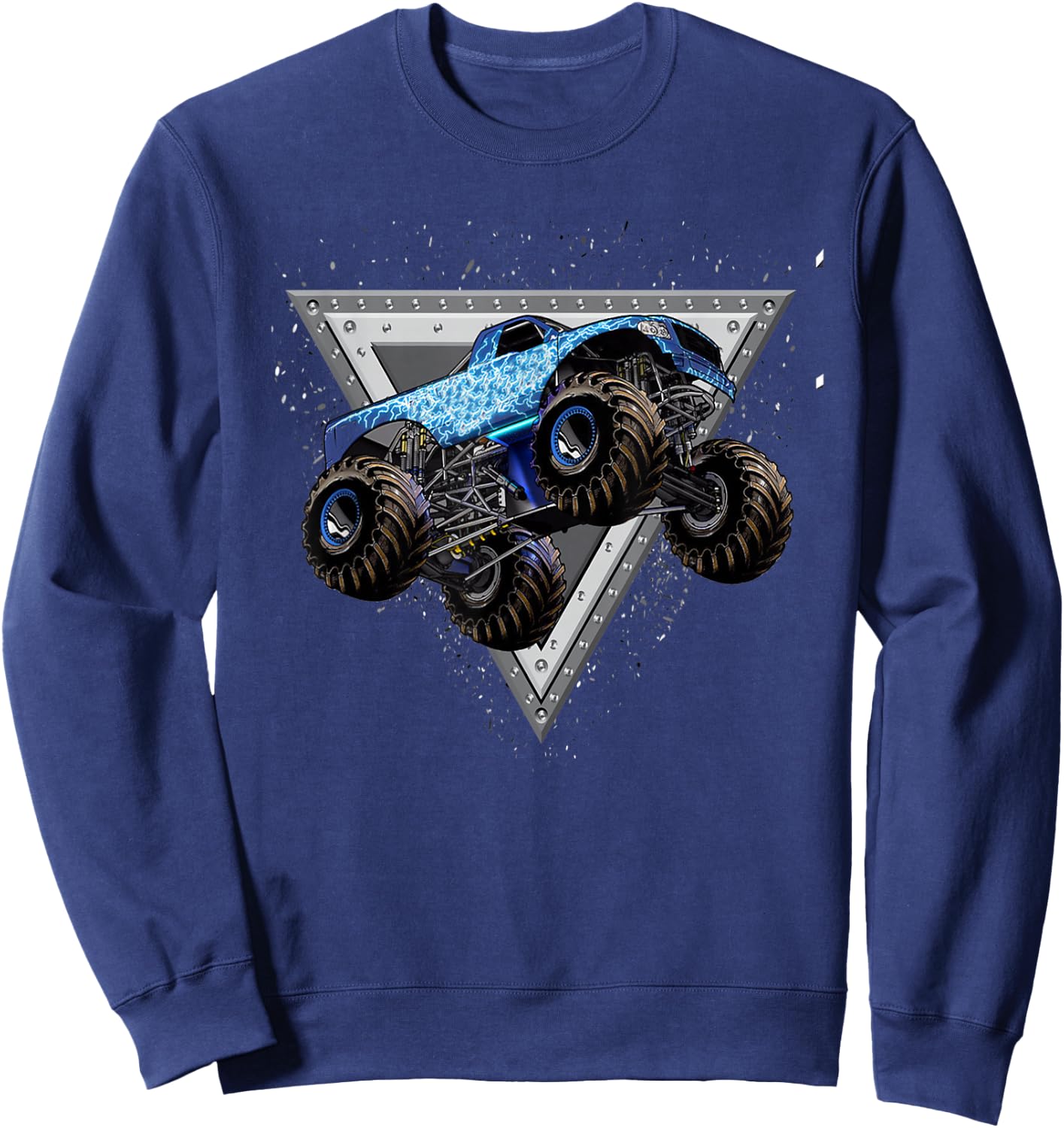 Monster Truck Shirt for Adults and Kids - Blue Truck Sweatshirt - Sweatshirt | Navy