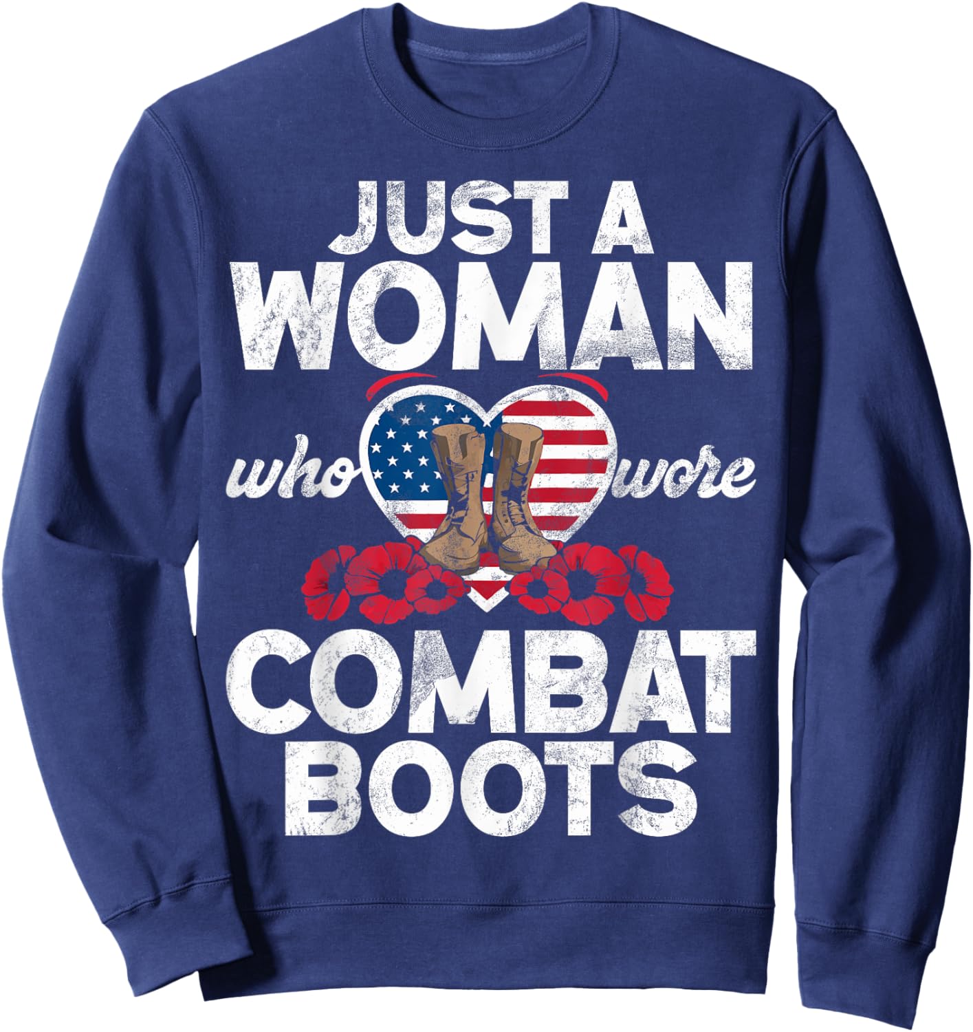 Female Veteran Veteran's Day Women Veteran Soldier Patriotic Sweatshirt - Sweatshirt | Navy