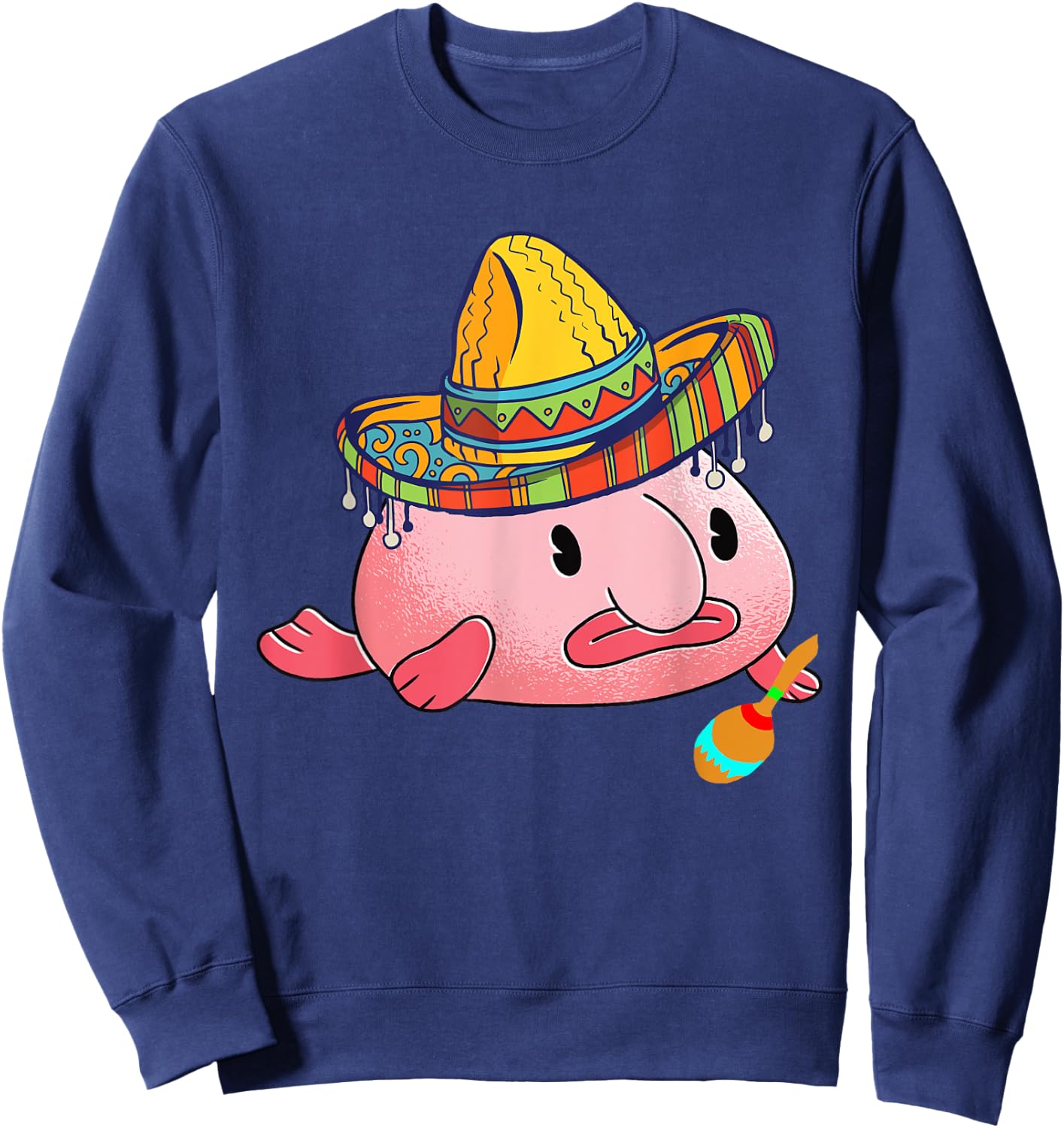 Blobfish Ugly Fish Deep Sea Funny Sombrero Costume Sweatshirt - Sweatshirt | Navy