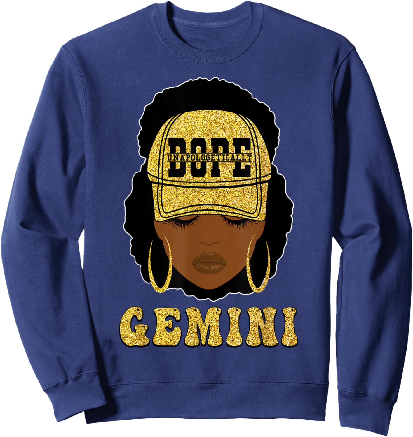 Unapologetically Dope Gemini Queen Black Women Zodiac Sweatshirt - Sweatshirt | Navy