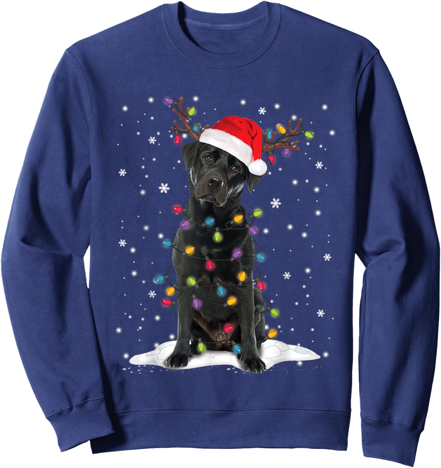 Black Lab Labrador Christmas Tree Reindeer Pajama Dog Xmas Men Women Kids Sweatshirt - Sweatshirt | Navy
