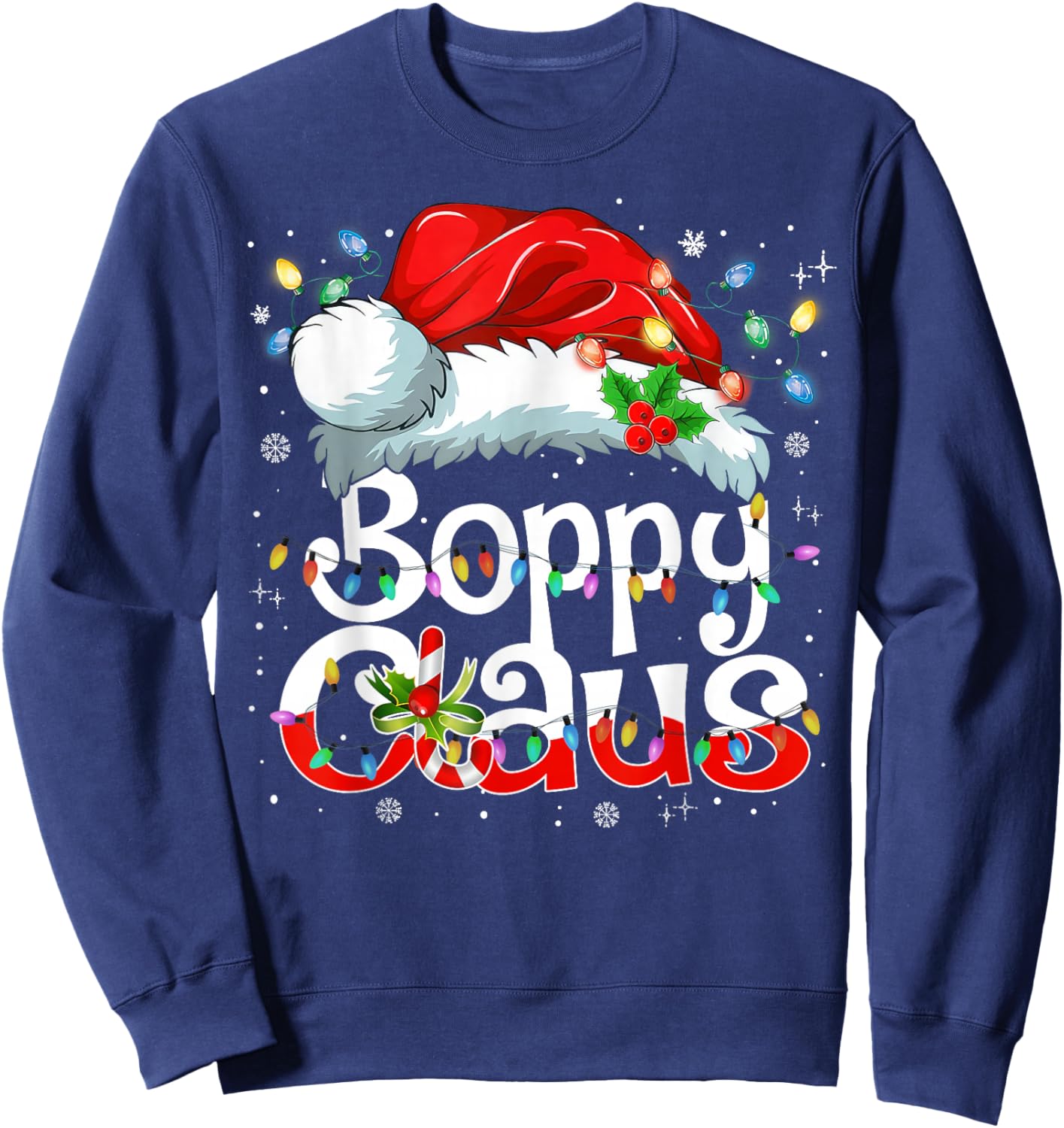 Boppy Claus Christmas Pajama Family Matching Xmas Light Sweatshirt - Sweatshirt | Navy