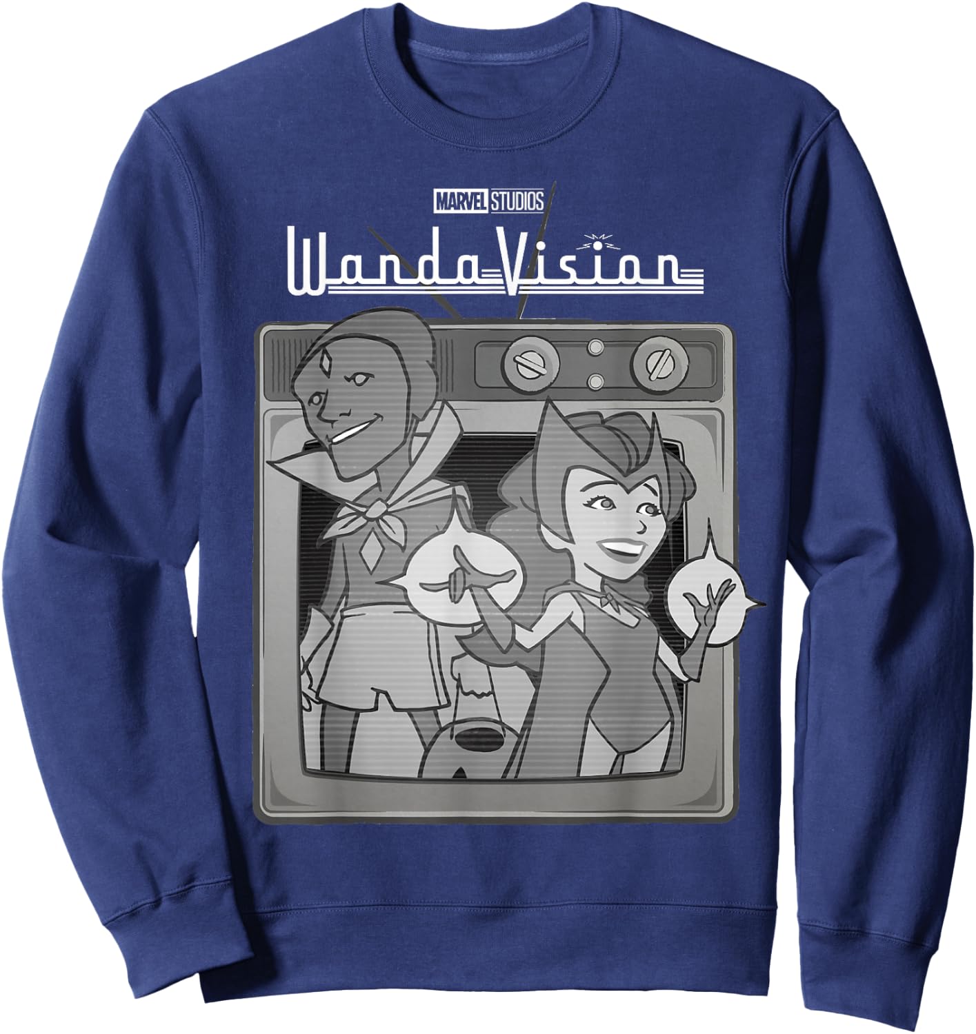 Marvel WandaVision Retro Cartoon TV Logo Small Sweatshirt - Sweatshirt | Navy
