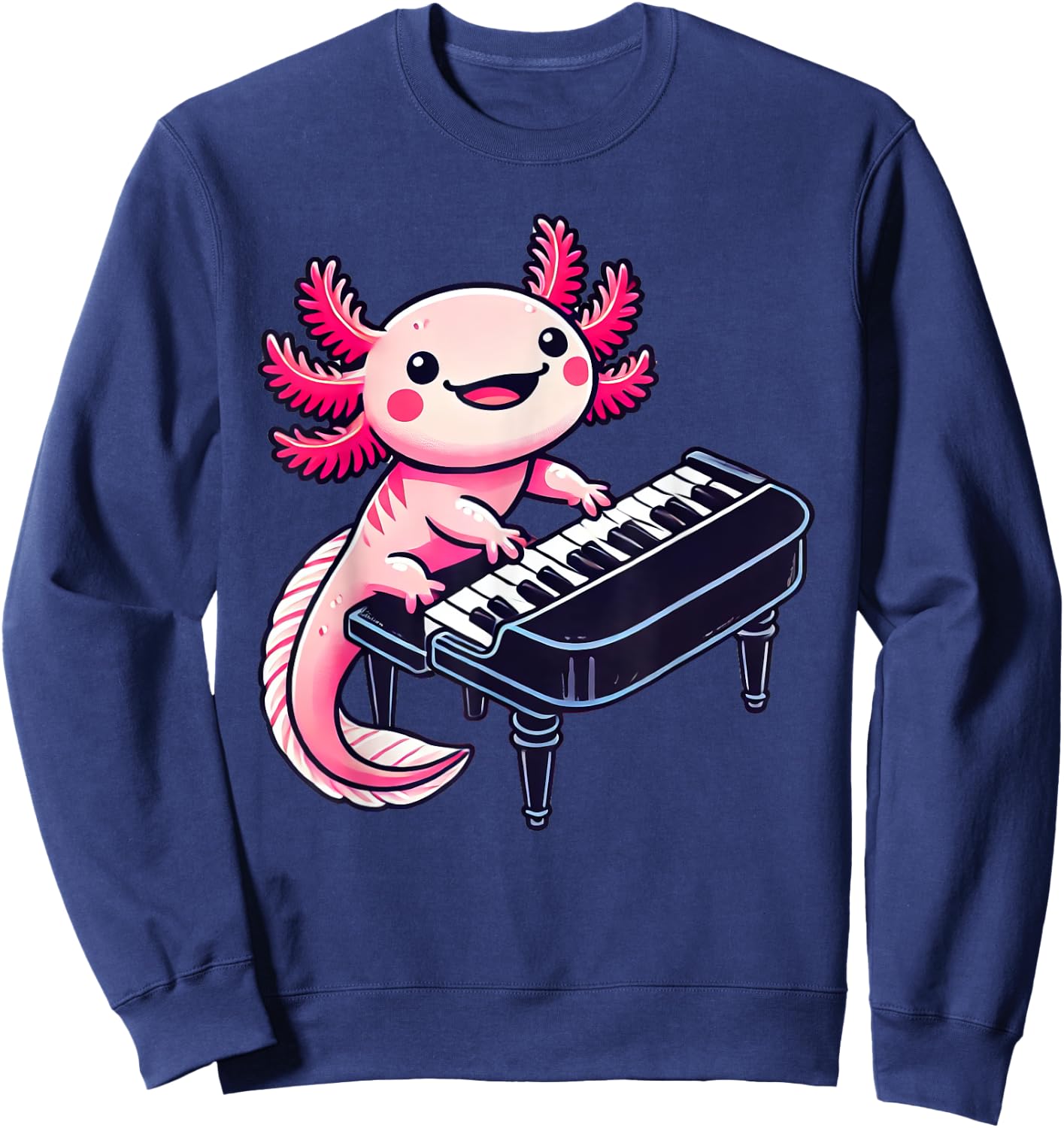 Axolotl Playing Piano Axolotls Musician Music Sweatshirt - Sweatshirt | Navy