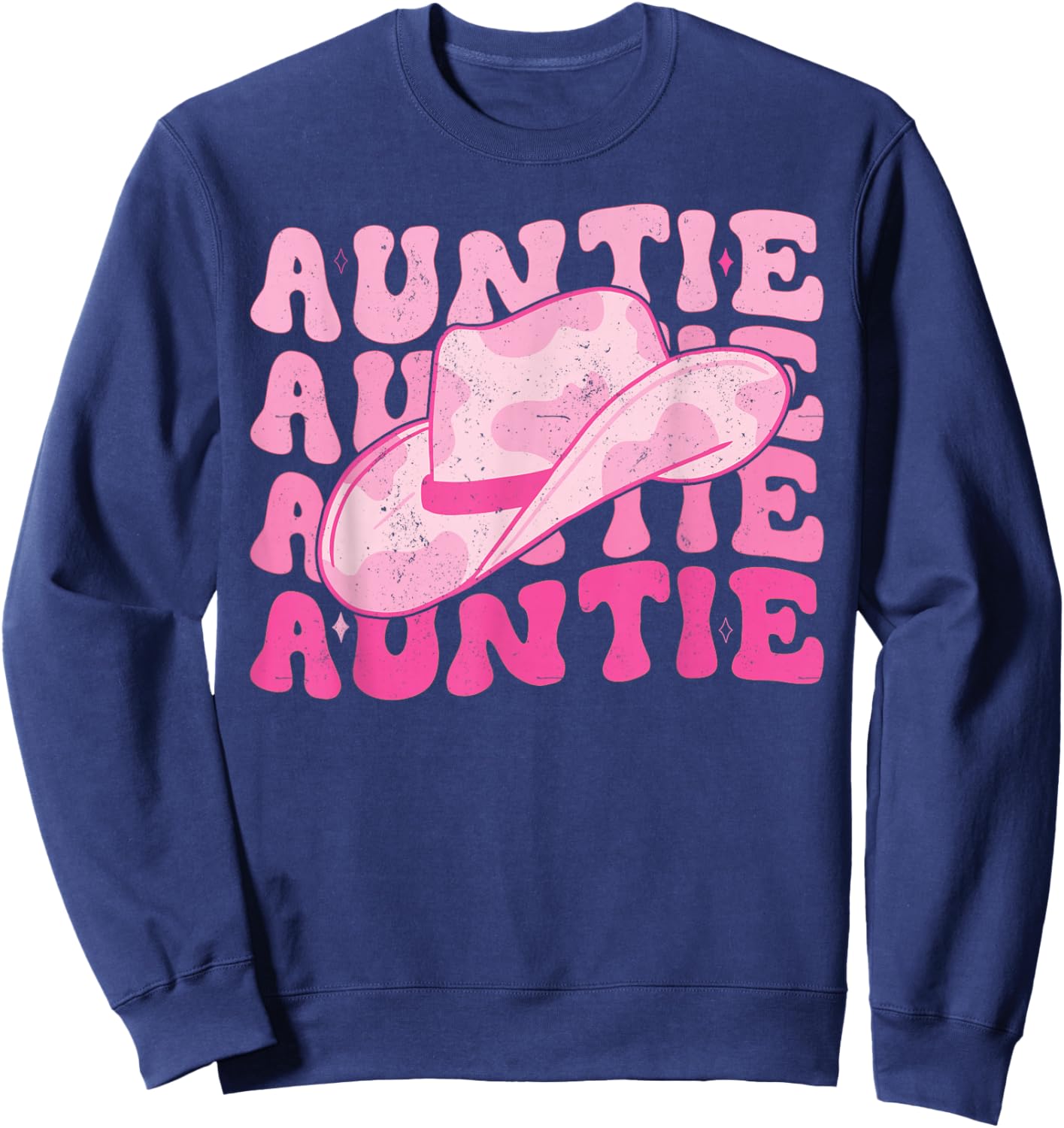 Retro Groovy Pink Cowboy Hat Western Aunt For Cowgirl Auntie Sweatshirt - Sweatshirt | Navy