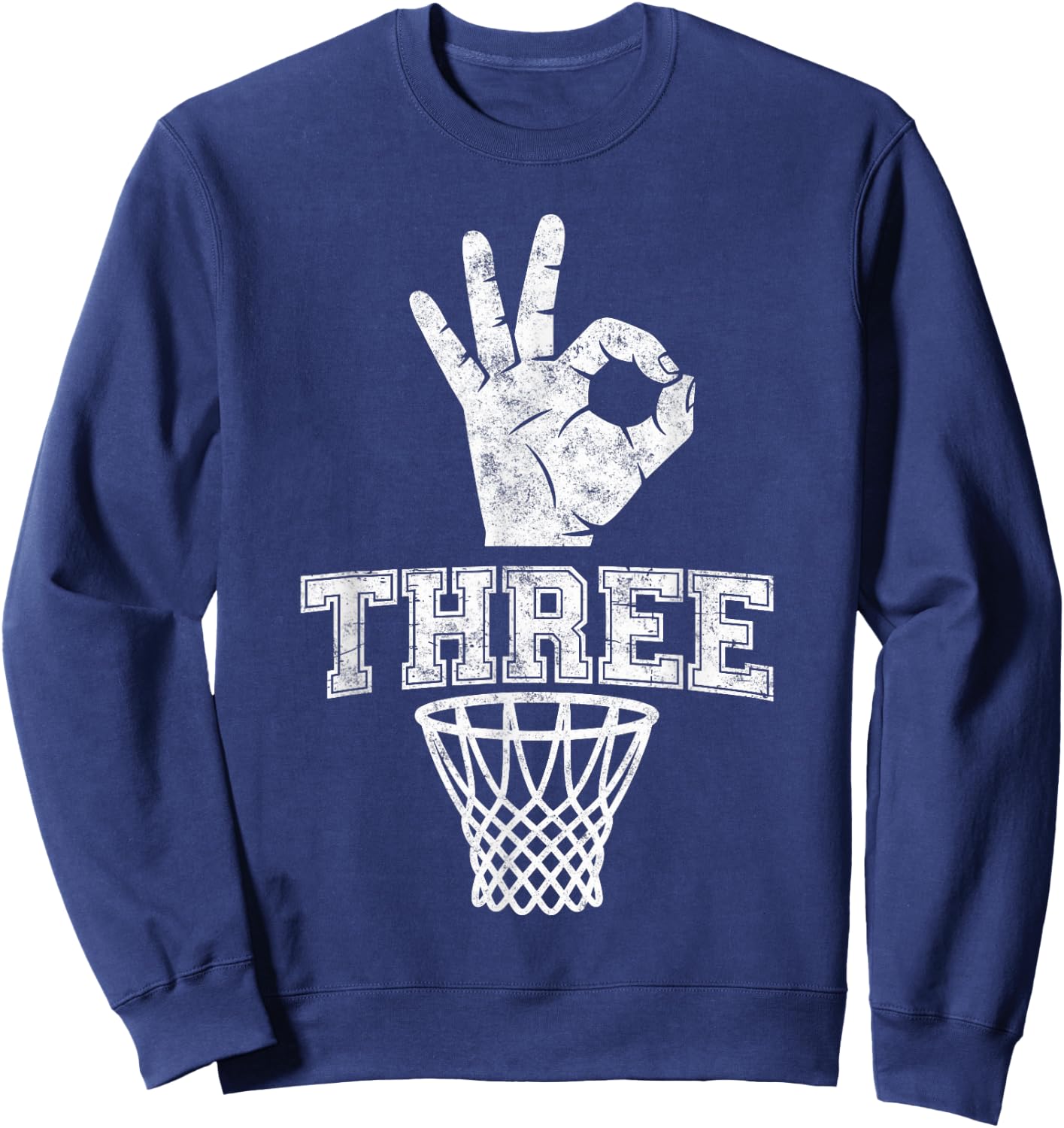 Three Points Throw Basketball Player Fan Dad Funny Joke Sweatshirt - Sweatshirt | Navy