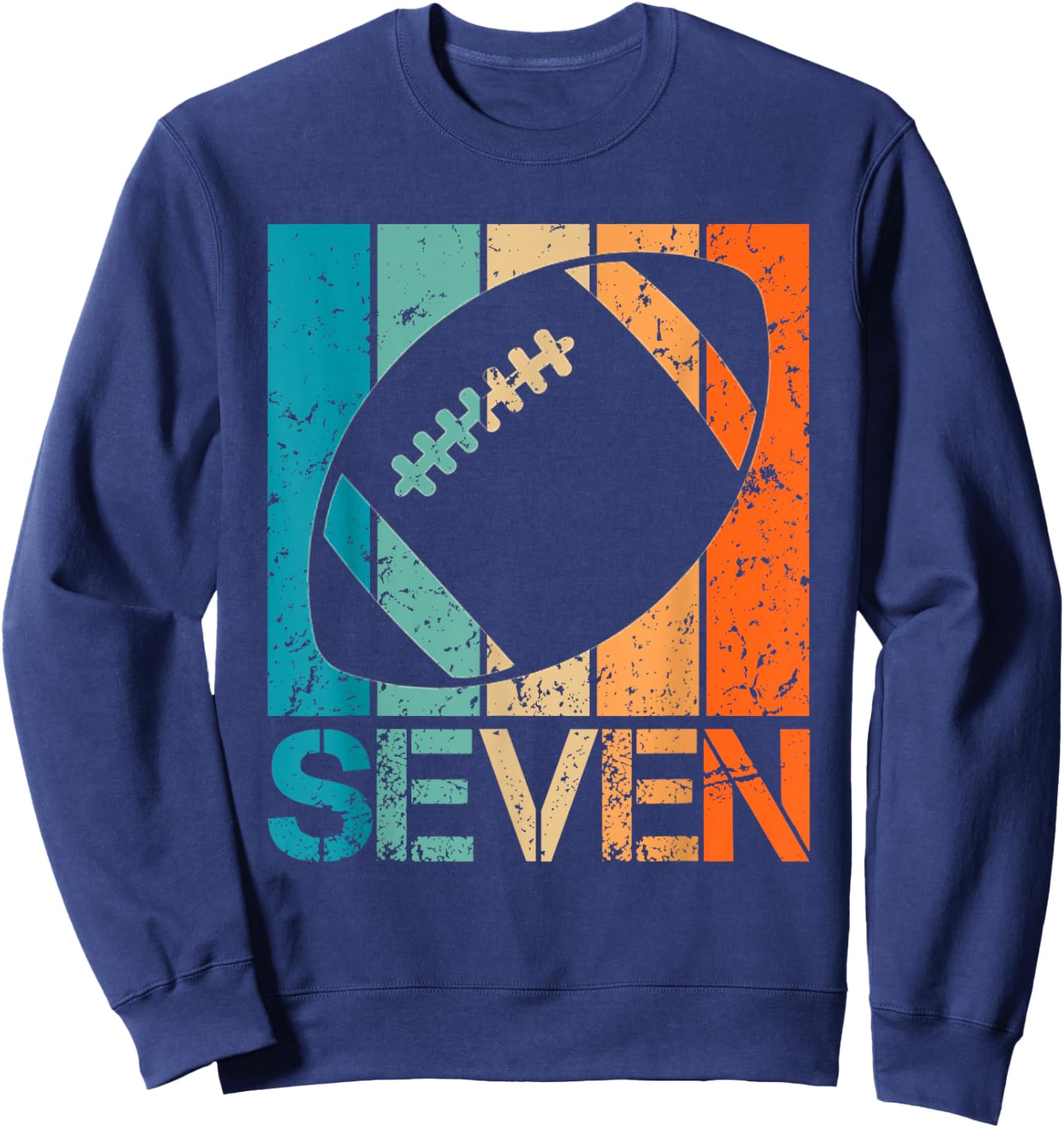 7th Football Birthday 7 Year Old 7yr Boys Birthday Football Sweatshirt - Sweatshirt | Navy