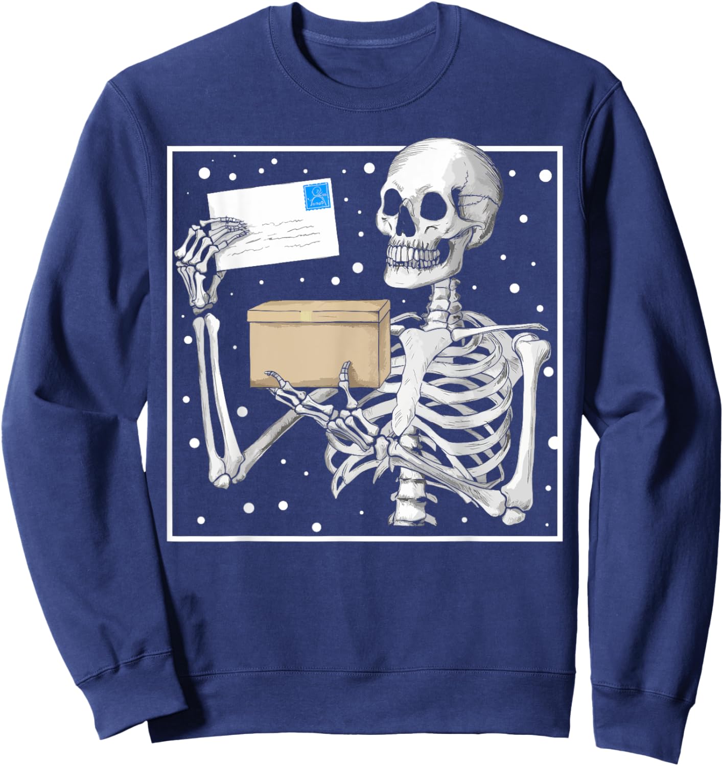 Skeleton Postal Worker Spooky Mail Carrier Mailman Halloween Sweatshirt - Sweatshirt | Navy