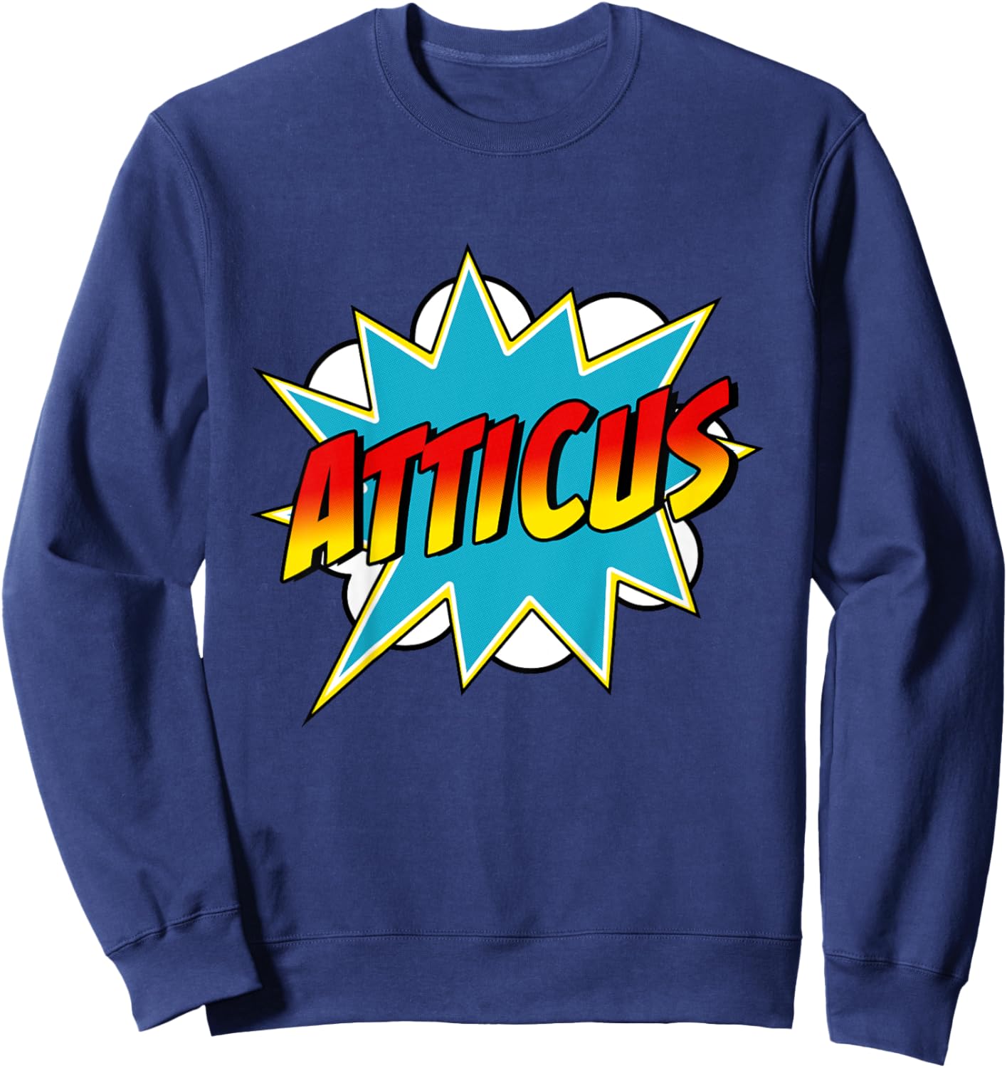 Kids Boys Atticus Name Superhero Comic Book Sweatshirt - Sweatshirt | Navy
