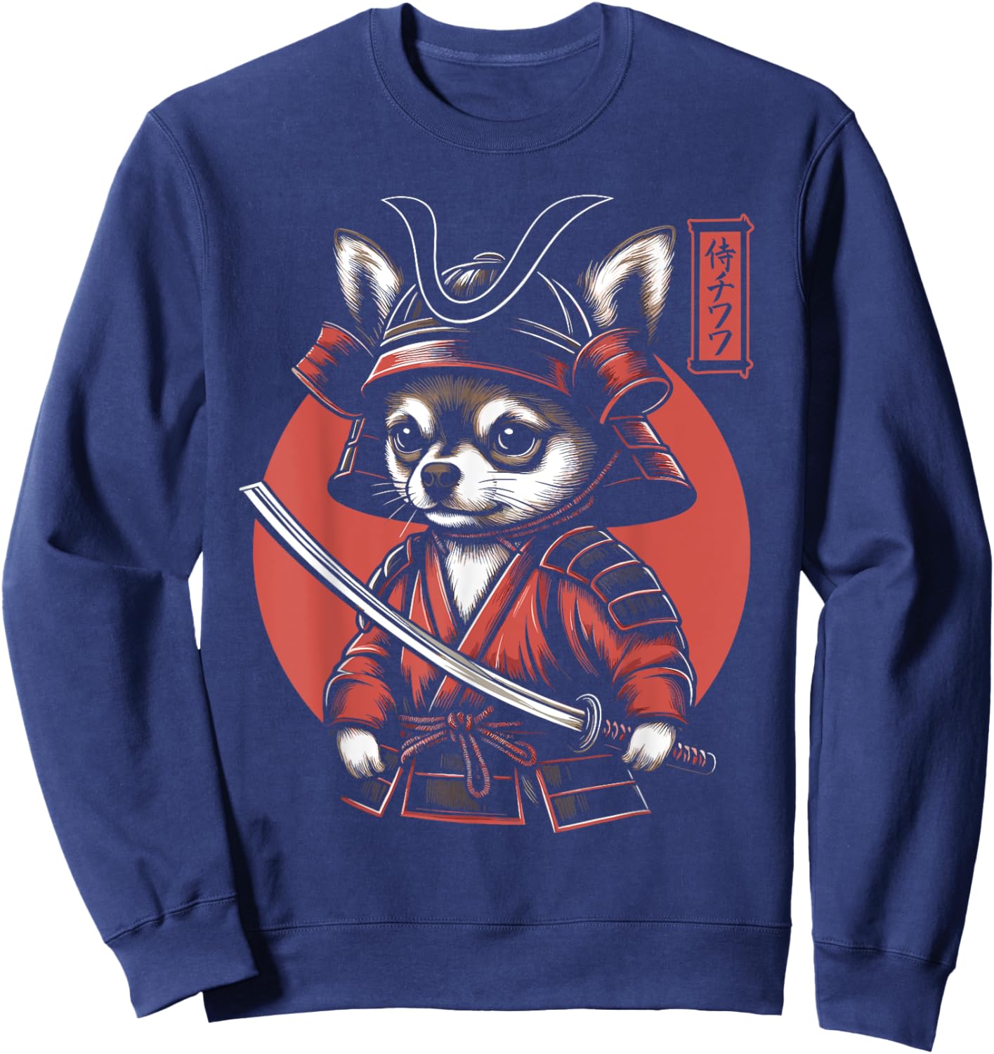 Japanese Chihuahua Dog Samurai Men, Women, Kids Sweatshirt - Sweatshirt | Navy
