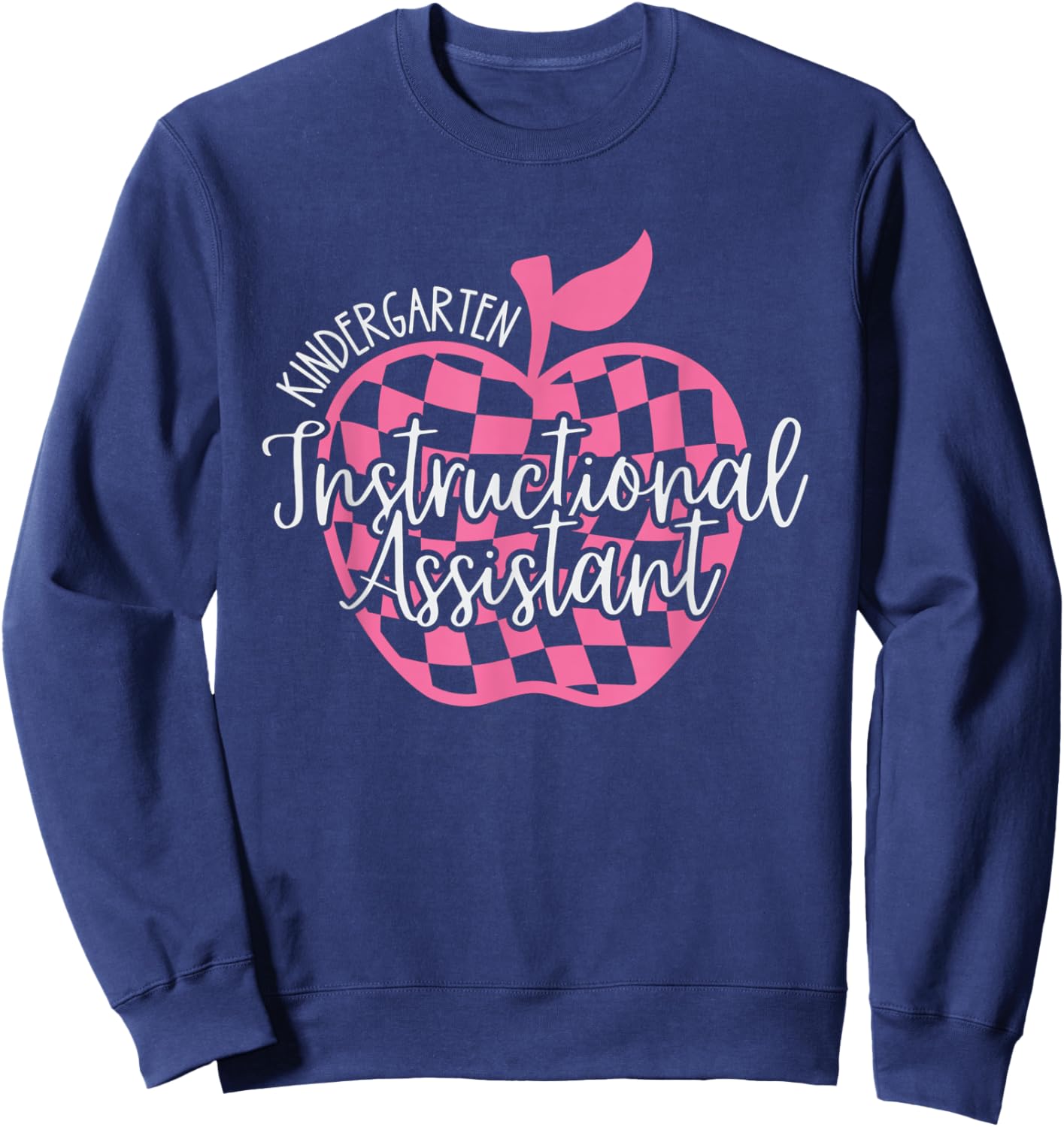 Retro Kindergarten Instructional Assistant Apple Teacher Men Women Kids Sweatshirt - Sweatshirt | Navy