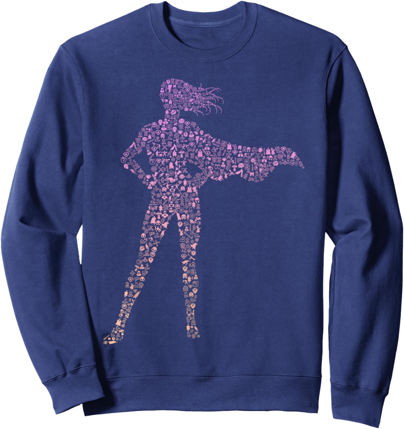 Silhouette Icon Superhero Shirt | Girls Superhero Sweatshirt - Sweatshirt | Navy