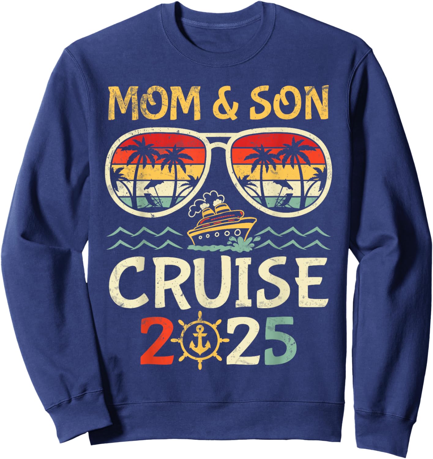 P8Shop New Trip 2025 Mom & Son Tropical Family Vacation - Black, -Adults/Kids, Short Sleeve, , Solid, , Medium, Summer Sweatshirt - Sweatshirt | Navy