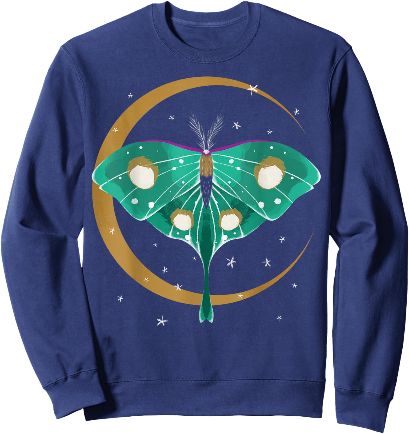 Cute Luna Moth Beautiful Butterfly Insect Lover Themed Sweatshirt - Sweatshirt | Navy