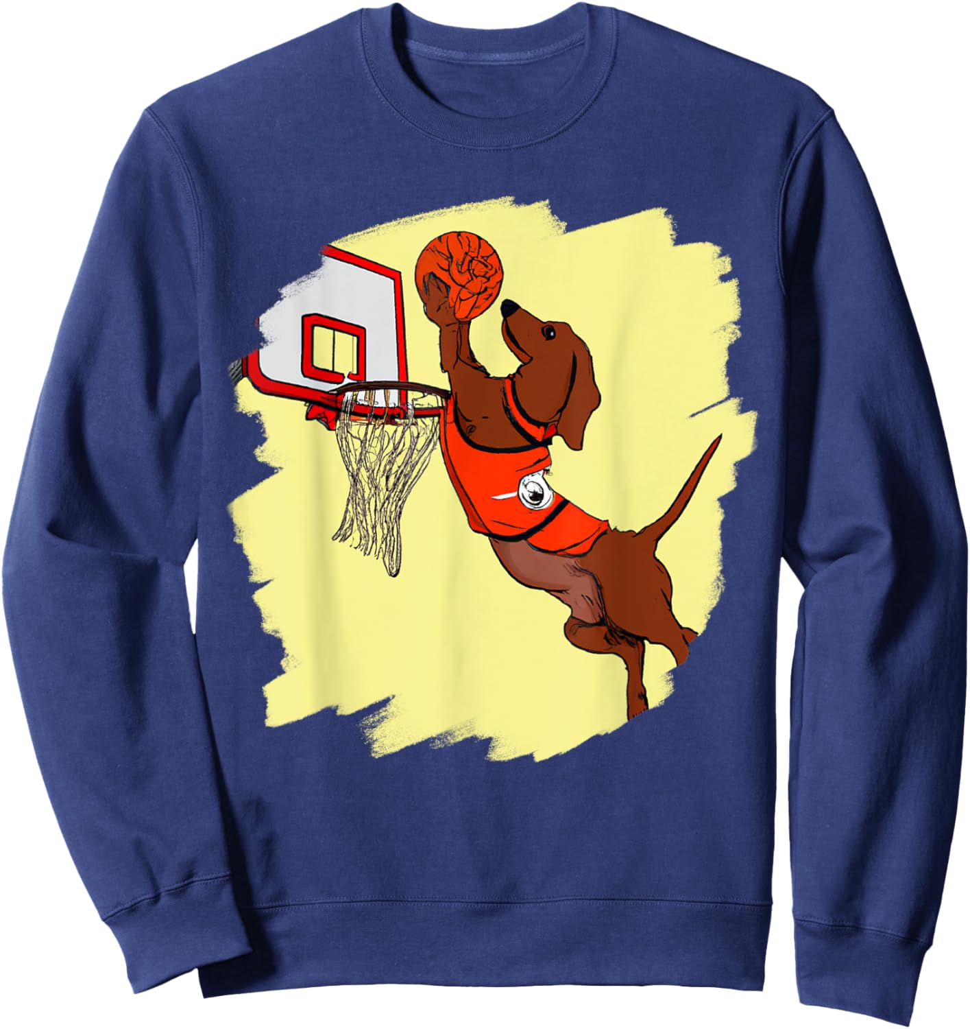 Dachshund Chiweenie Wiener Dog Playing Basketball Funny Dog Sweatshirt - Sweatshirt | Navy