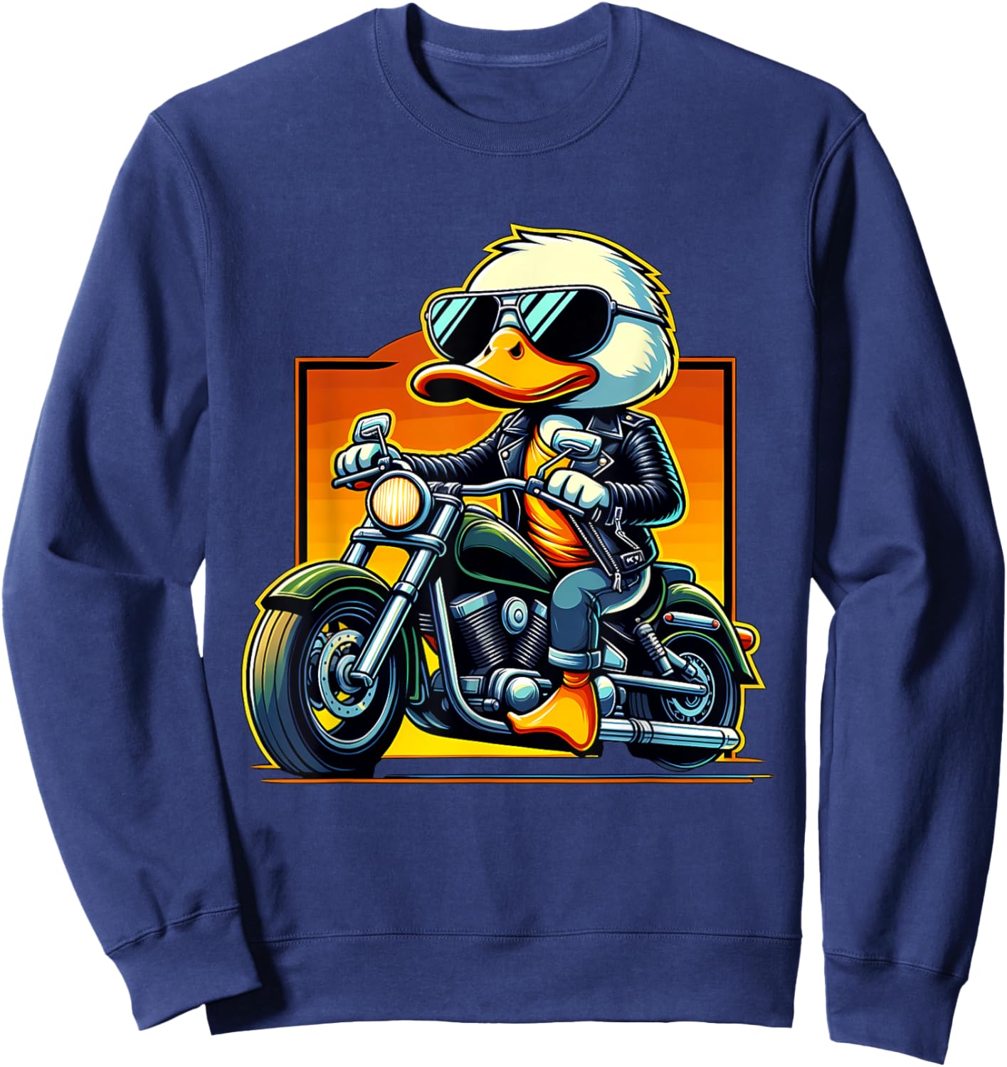 Biker Duck Riding Motorbike Sweatshirt - Sweatshirt | Navy
