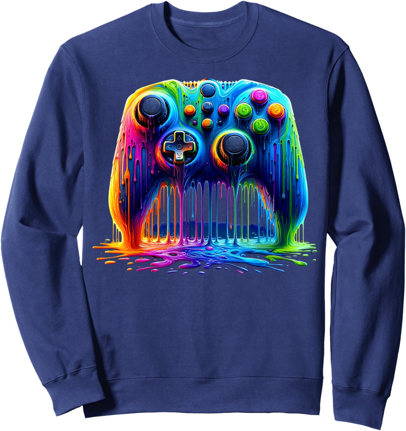 Colorful Passion for Gaming Gamer Graphic Design Sweatshirt - Sweatshirt | Navy