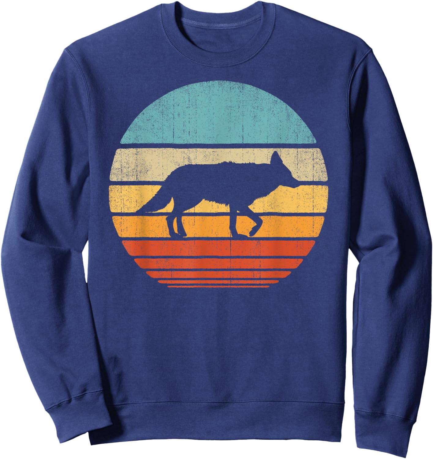 Coyote Retro Vintage 60s 70s Sunset Mammal Animal Men Women Sweatshirt - Sweatshirt | Navy