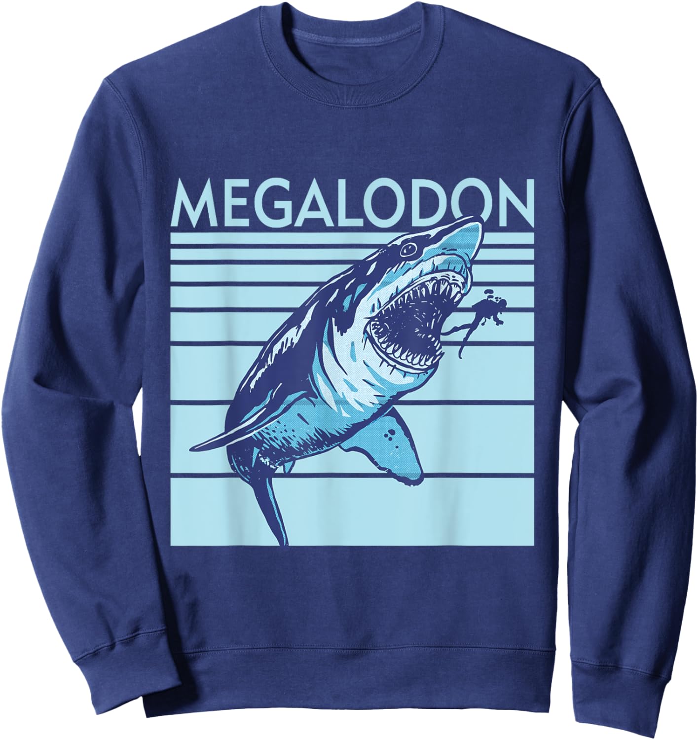 Megalodon Shark Fossil Tooth Hunter Paleontology Ocean Water Sweatshirt - Sweatshirt | Navy