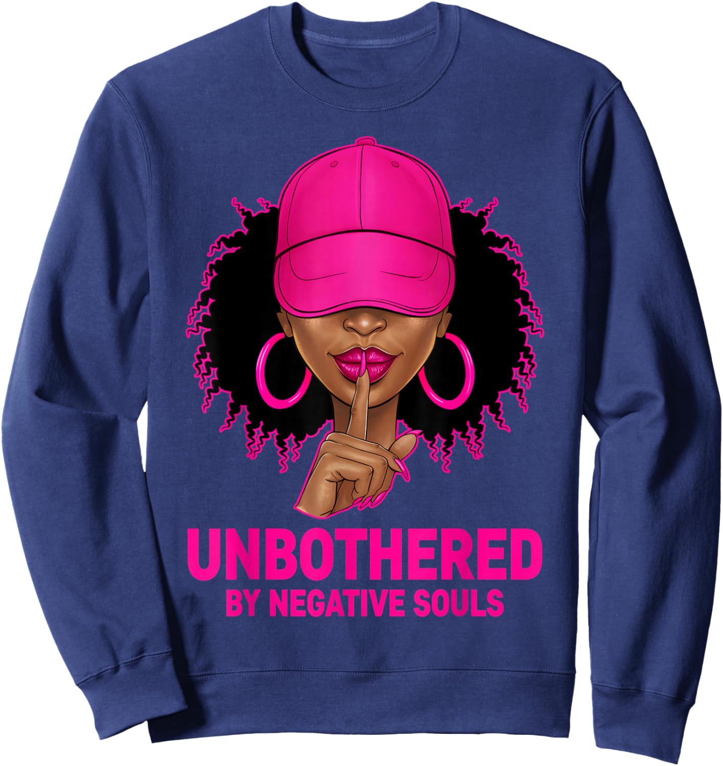 Afro Queen With Cap Sassy Black Woman African American Women Sweatshirt - Sweatshirt | Navy