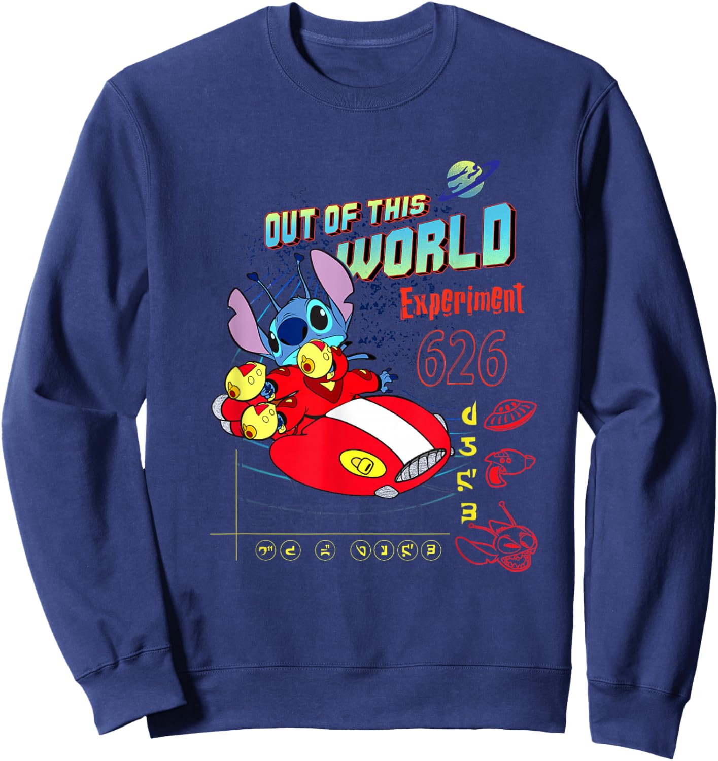 Disney Lilo & Stitch Out Of This World Experiment 626 Poster Sweatshirt - Sweatshirt | Navy