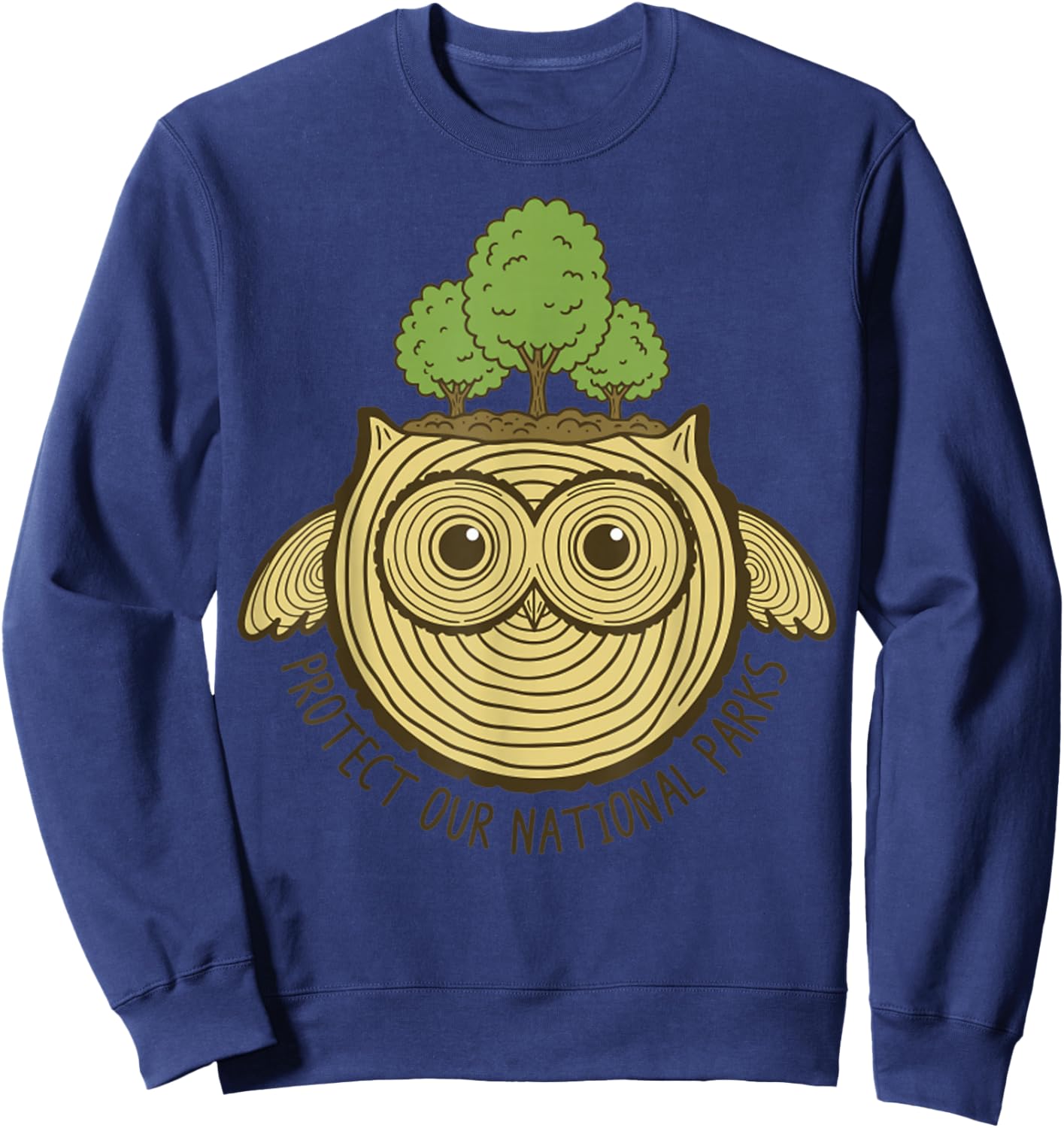 Protect Our National Park Owl Tree Rings Nature Conservation Sweatshirt - Sweatshirt | Navy