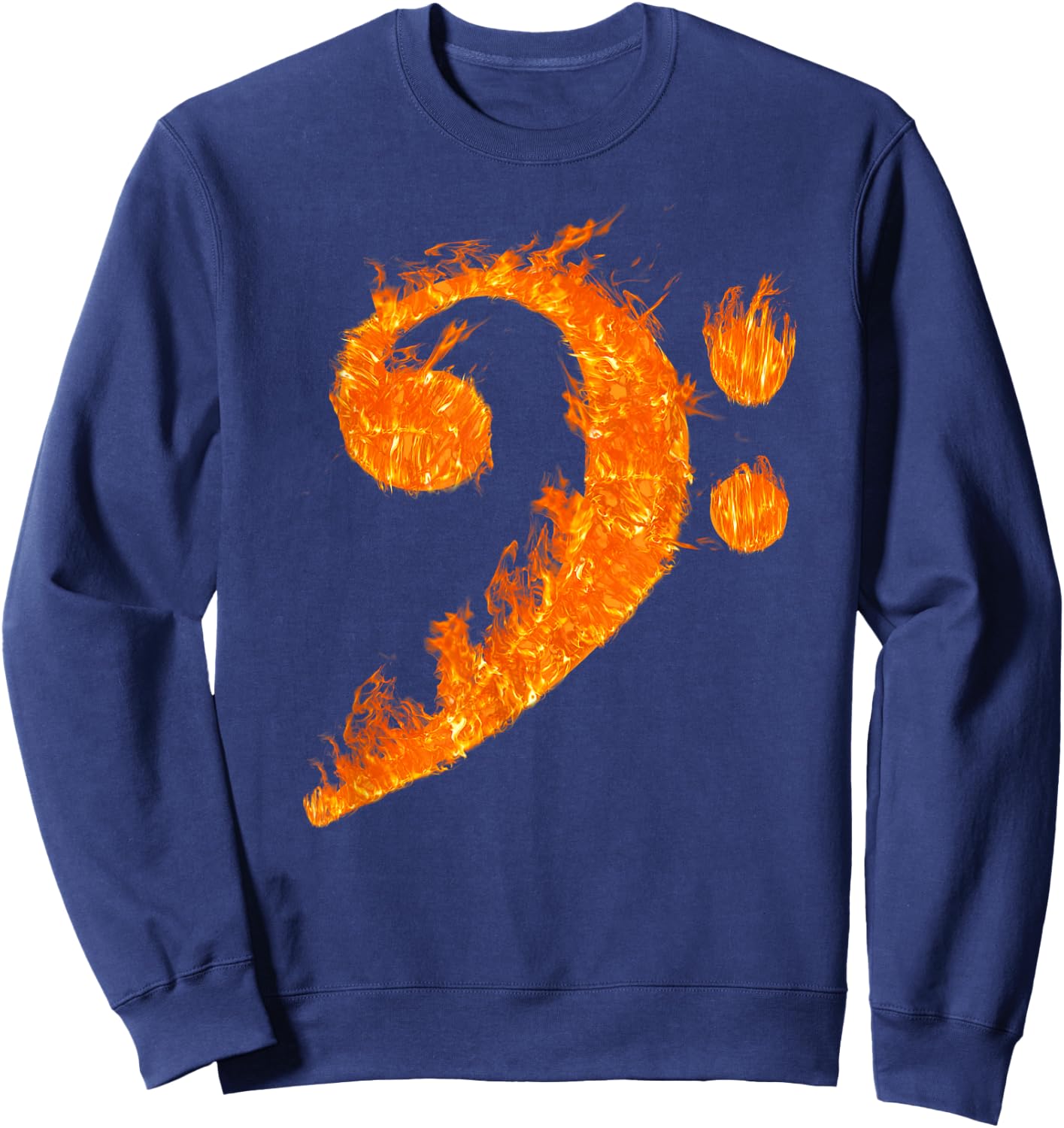 Cool Bass Clef Gift Women Fire Musical Symbol Lover Sweatshirt - Sweatshirt | Navy
