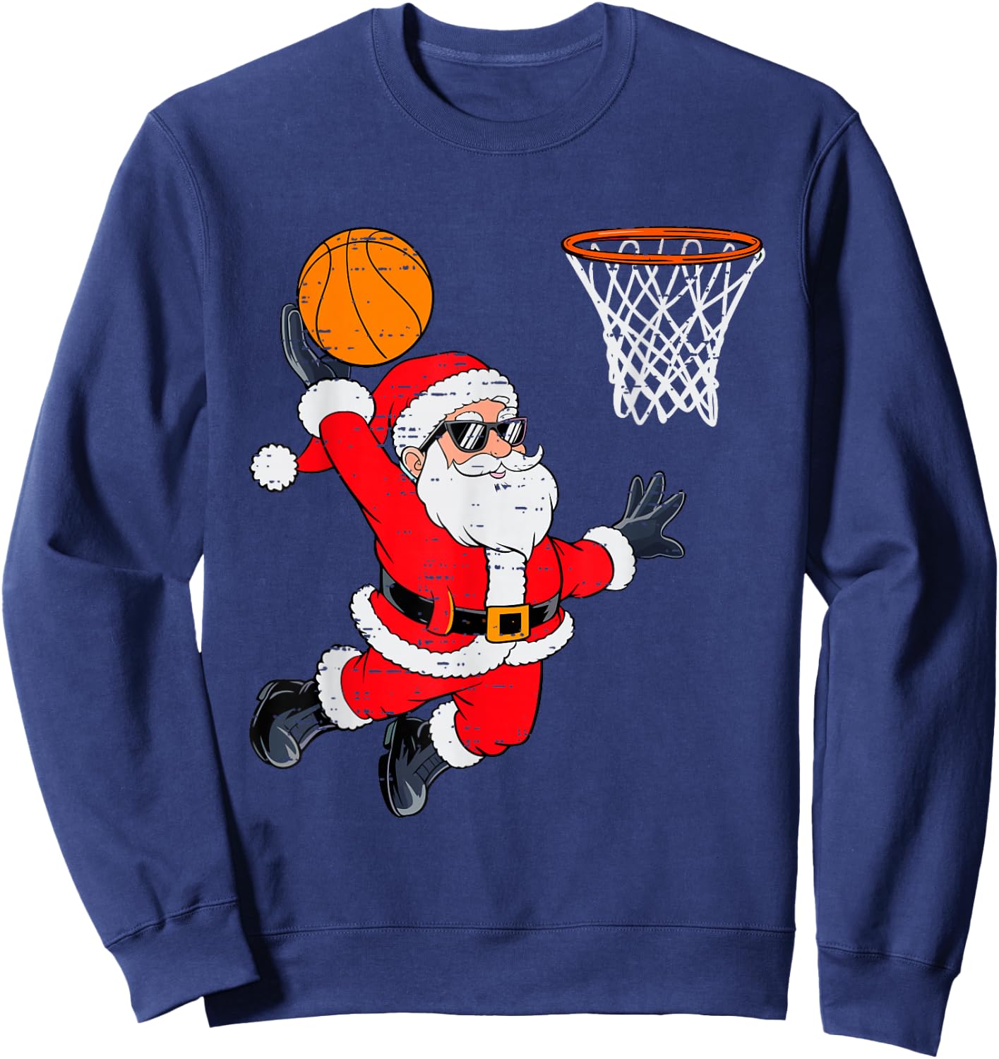 Funny Santa Dunking Basketball Christmas Xmas Boys Kids Sweatshirt - Sweatshirt | Navy