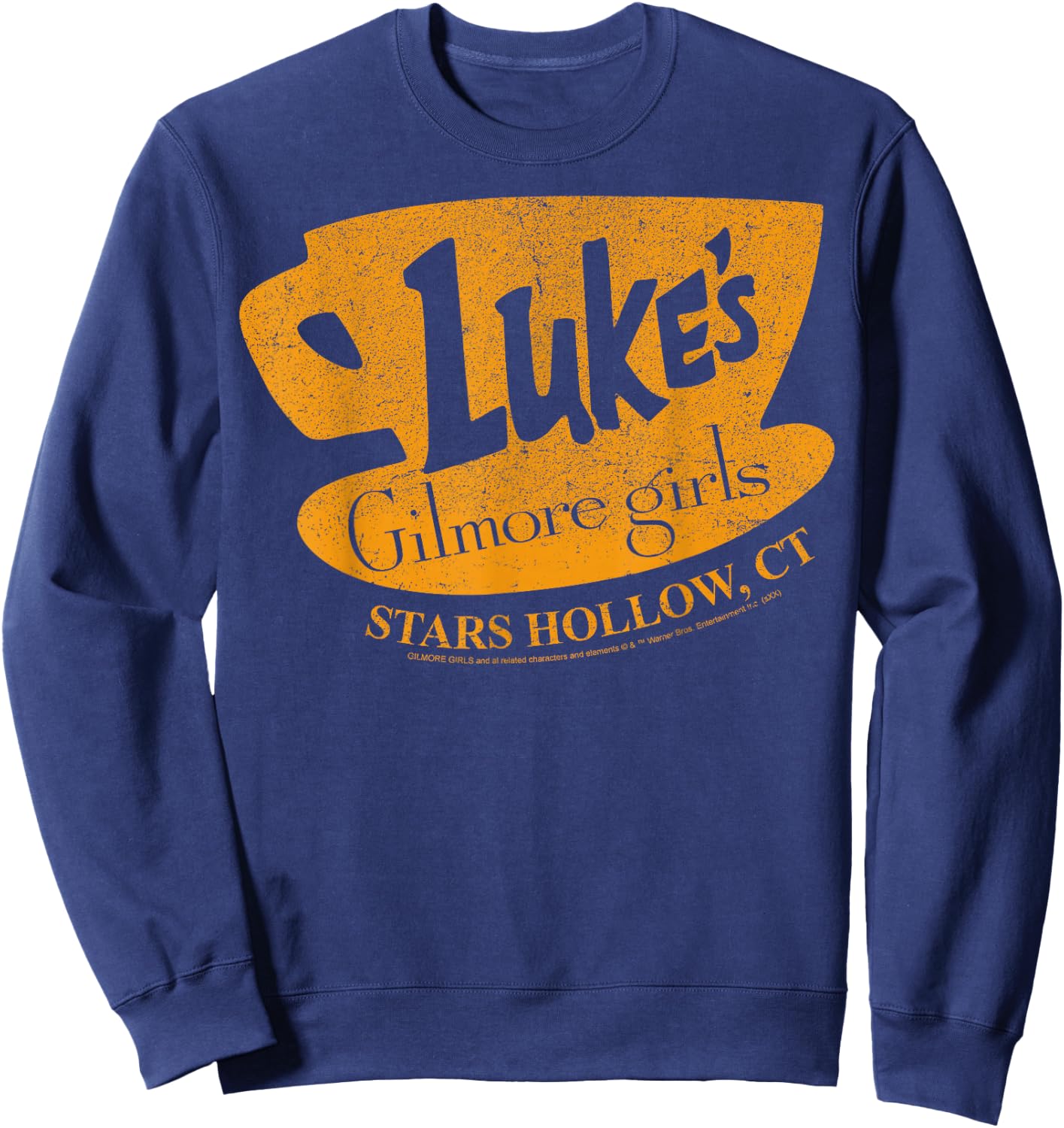 Gilmore Girls Luke's Diner Stars Hollow Distressed Sign Sweatshirt - Sweatshirt | Navy