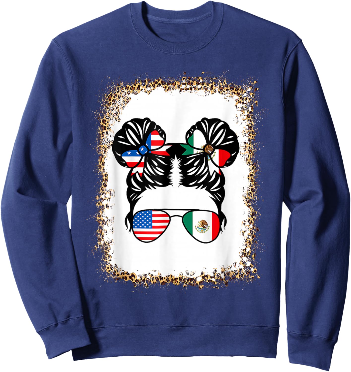Half An Half Mexican Girl USA Mexico Flag Patriot Sweatshirt - Sweatshirt | Navy