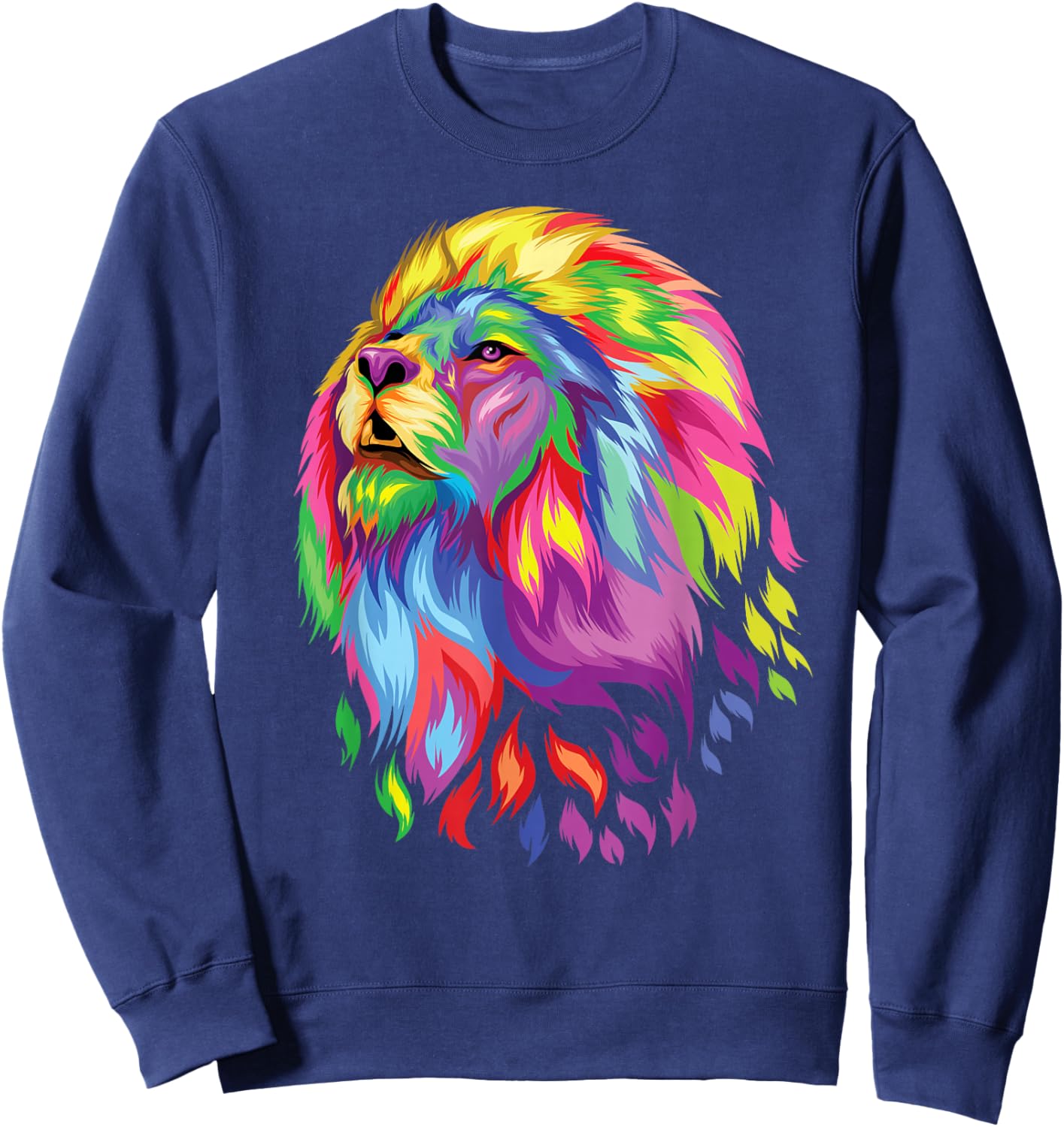 colorful lion head art face for lover King Africa Animals Sweatshirt - Sweatshirt | Navy
