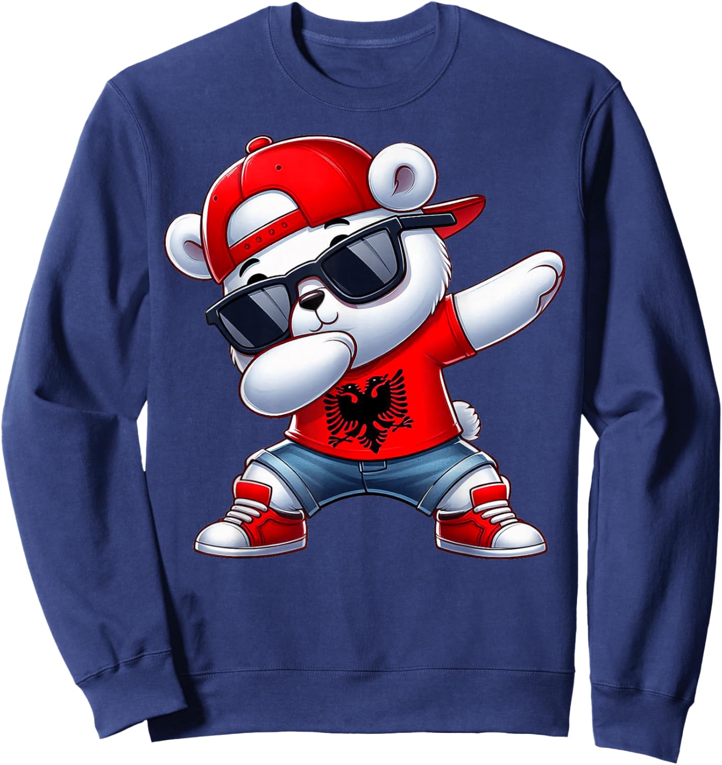 Albanian Bear Albania Dabbing Dab Boys Kids 2025 Sweatshirt - Sweatshirt | Navy