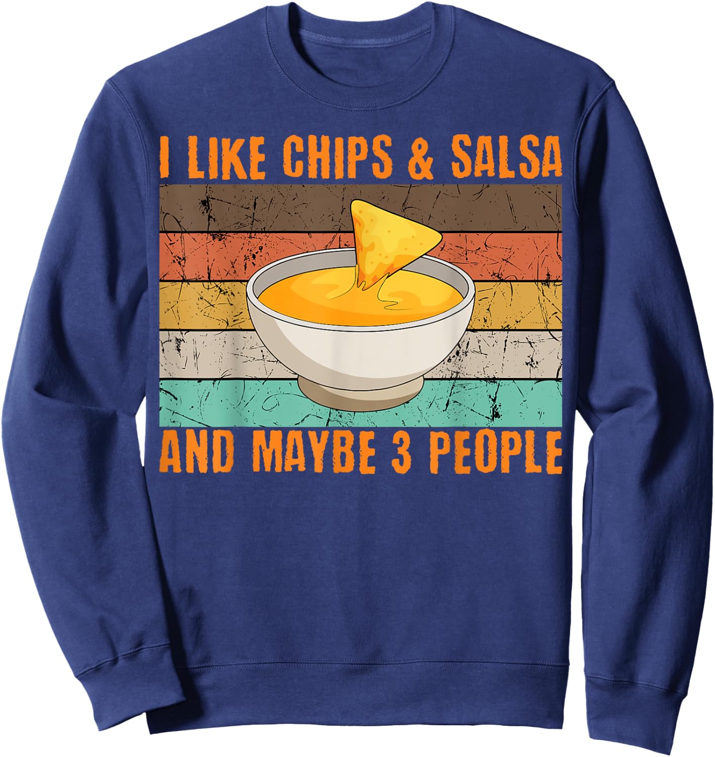 Salsa And Chips Intovert Retro Vintage Mexican Cinco De Mayo Sweatshirt - Sweatshirt | Navy