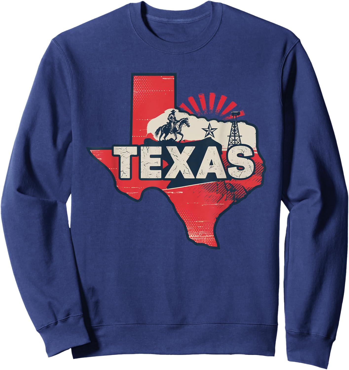 Texas State of Texas Retro Texas Sweatshirt - Sweatshirt | Navy