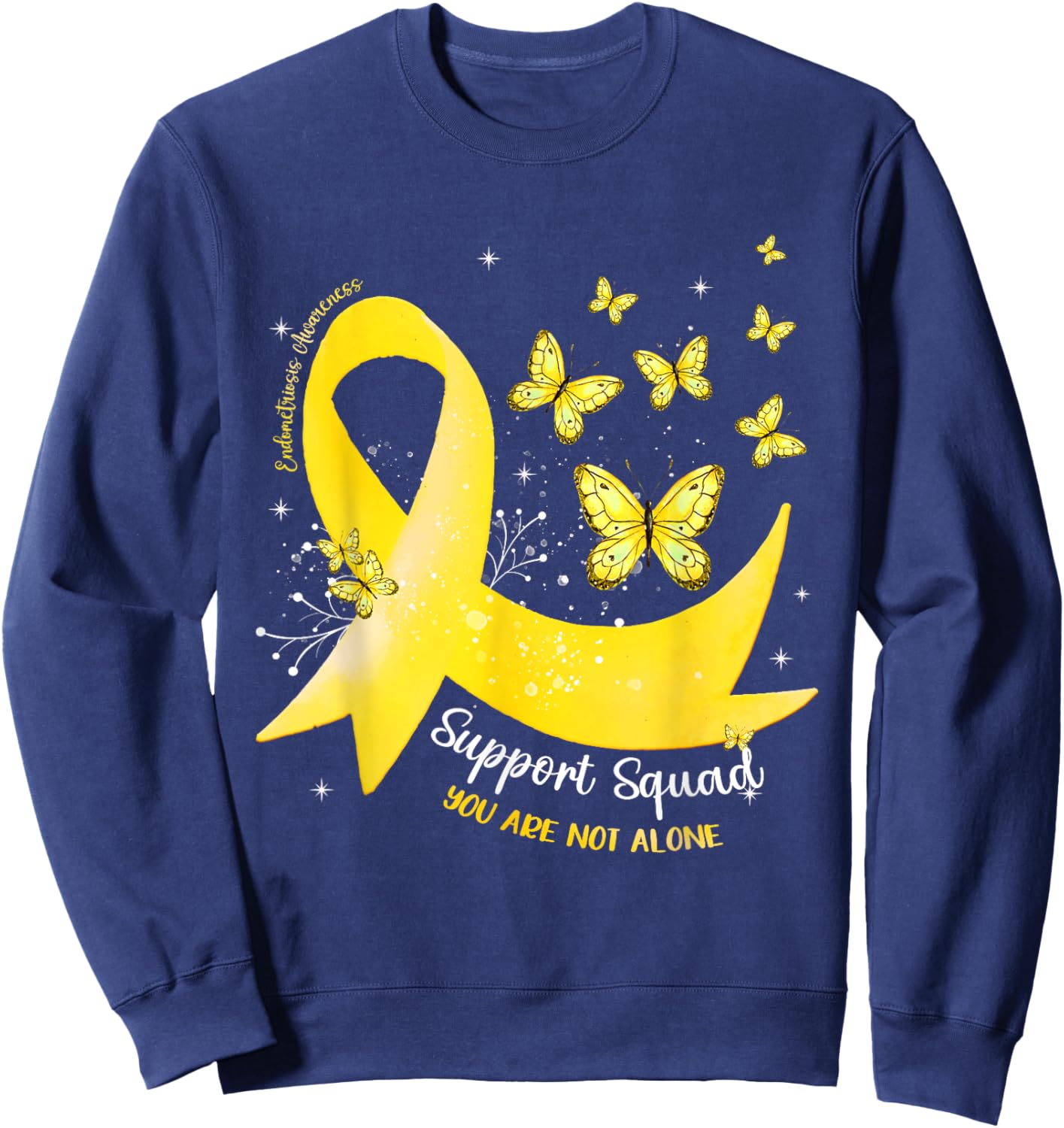 Support Squad Yellow Ribbon Endometriosis Awareness Sweatshirt - Sweatshirt | Navy