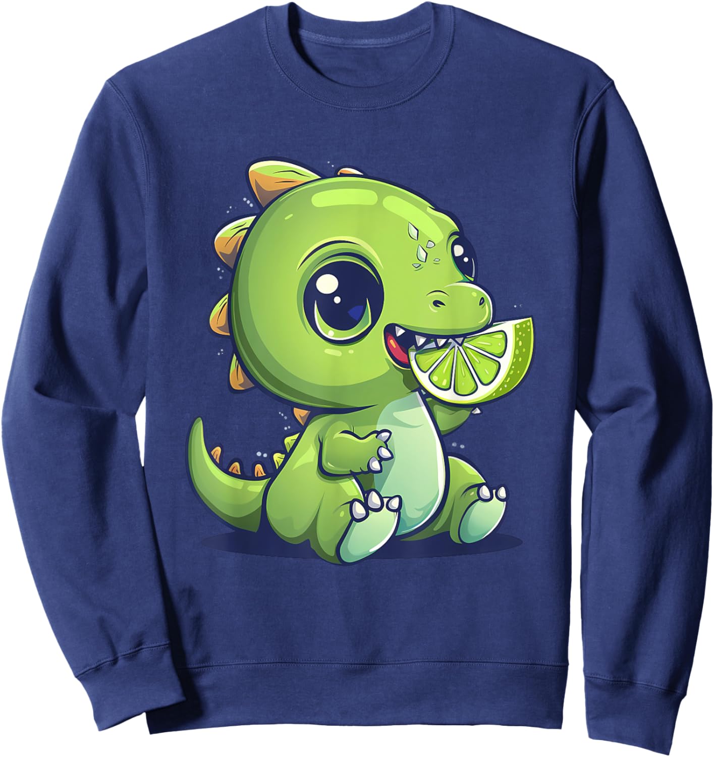Aquarelle Lime Dino Artwork Lime Fruit Dinosaur Lover Sweatshirt - Sweatshirt | Navy