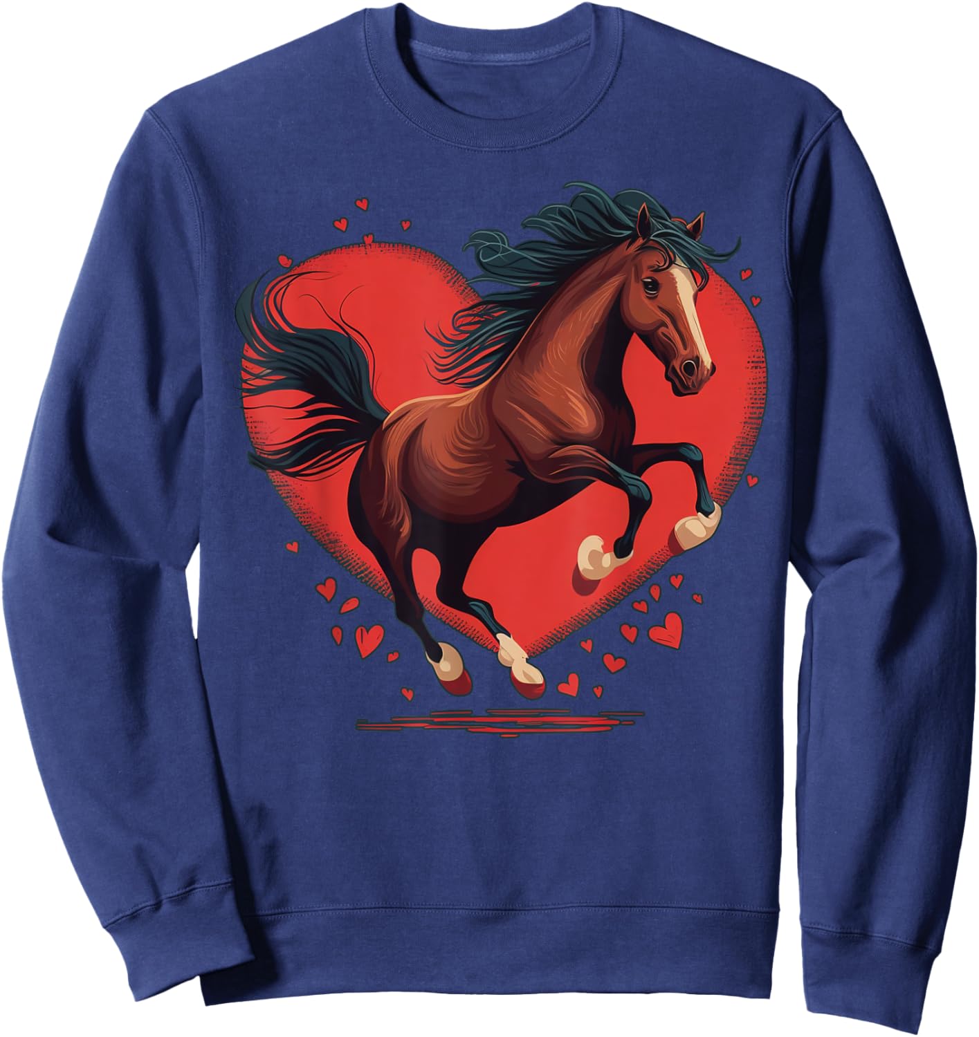 Horse Love Heart for Valentines Day on Horse Lover Sweatshirt - Sweatshirt | Navy