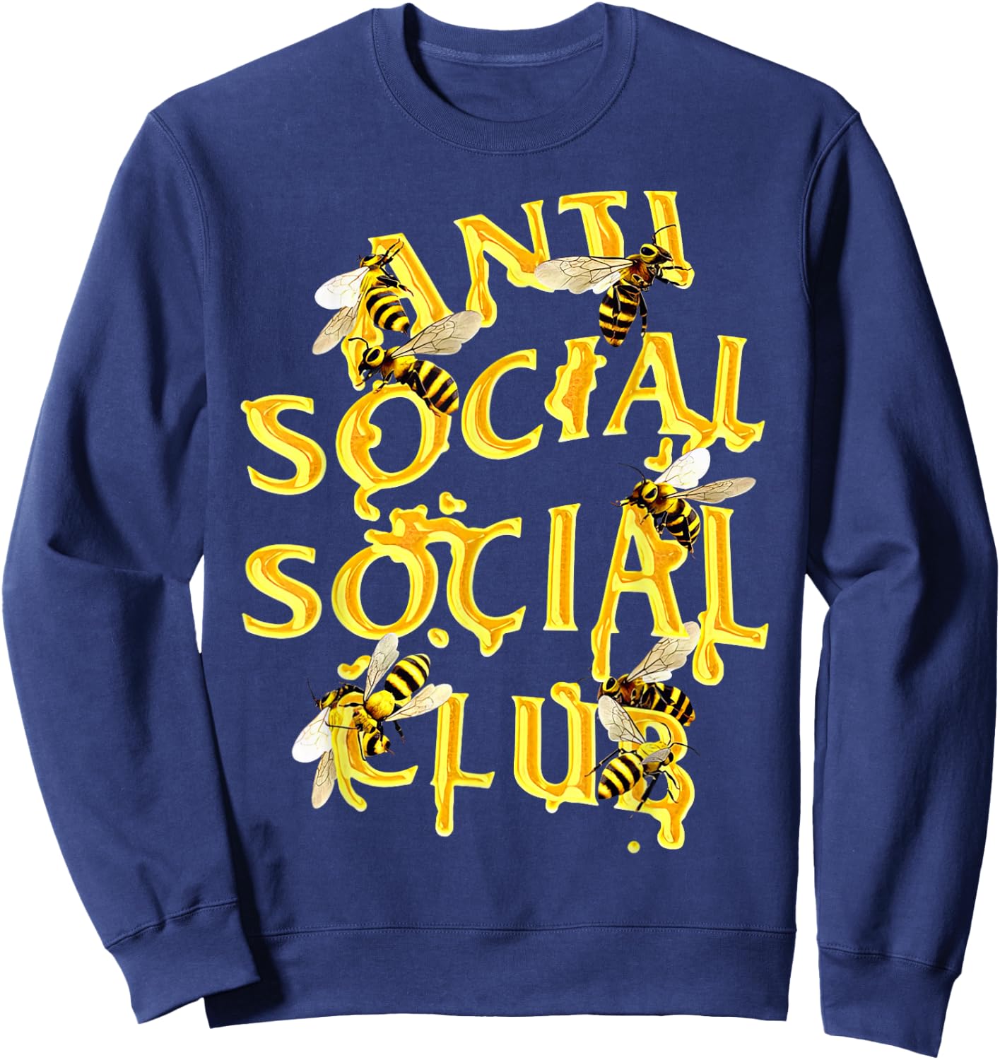Retro Anti Social Club Bees Funny Introvert Women Men Sweatshirt - Sweatshirt | Navy