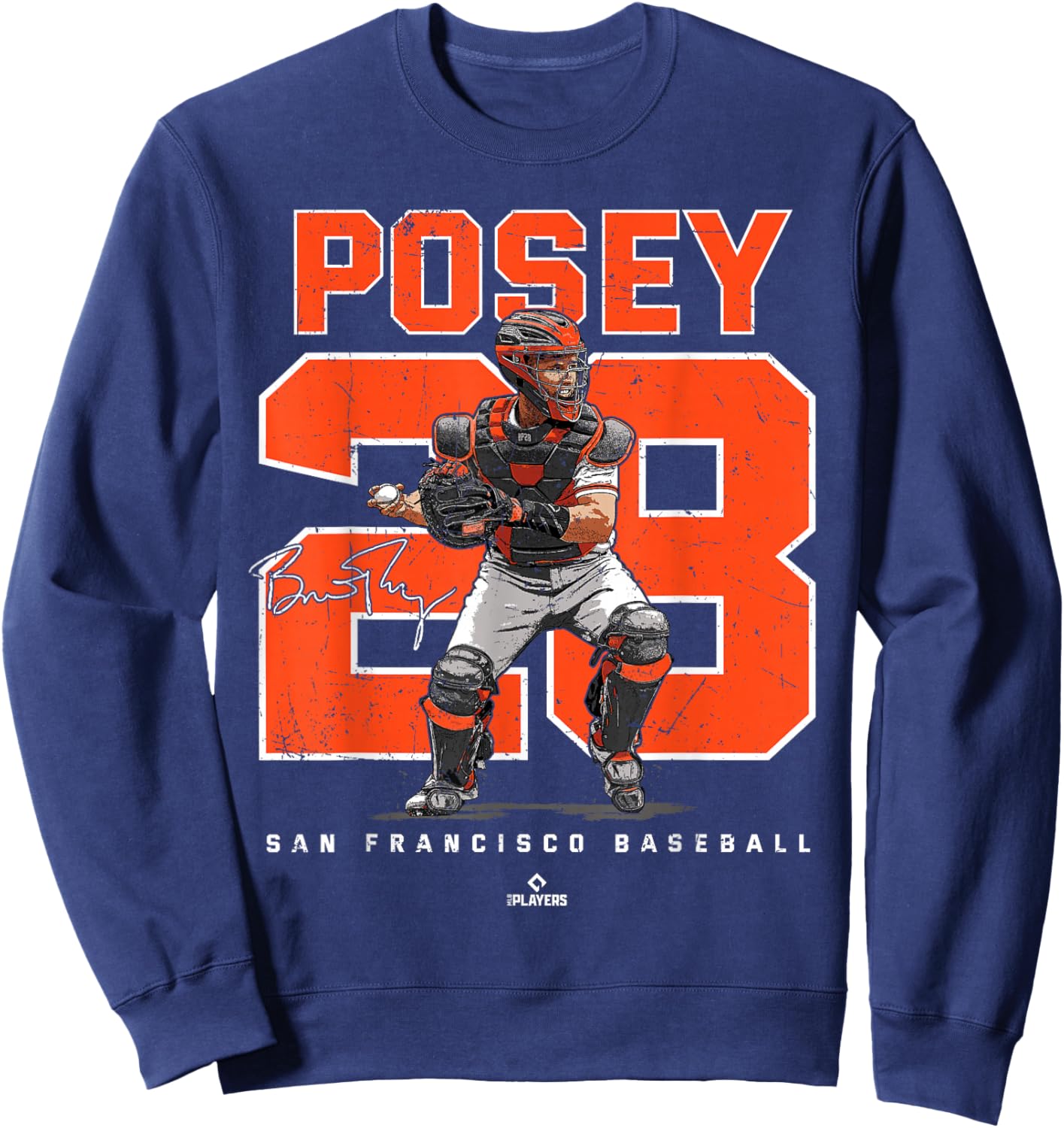 Number and Portrait Buster Posey San Francisco MLBPA Sweatshirt - Sweatshirt | Navy