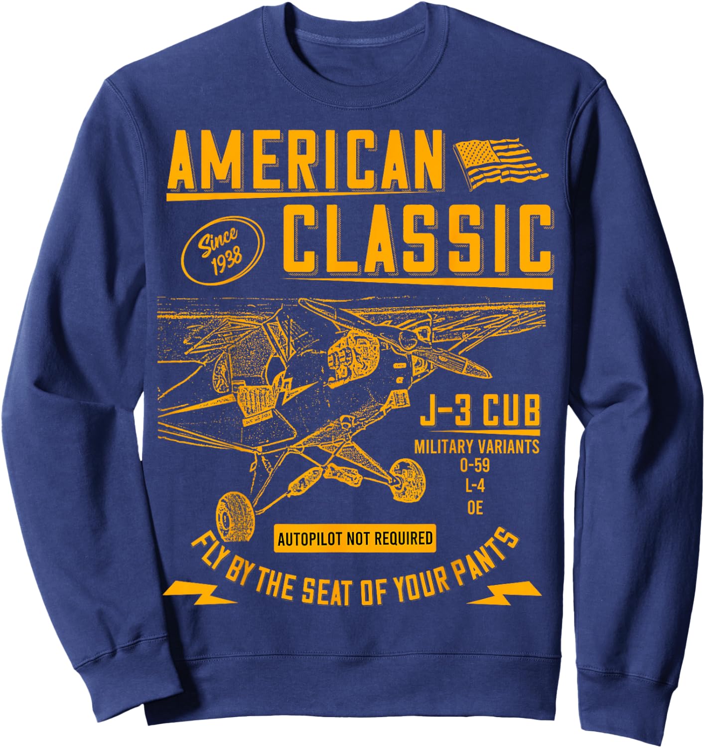 Piper Cub Airplane An American Classic Sweatshirt - Sweatshirt | Navy