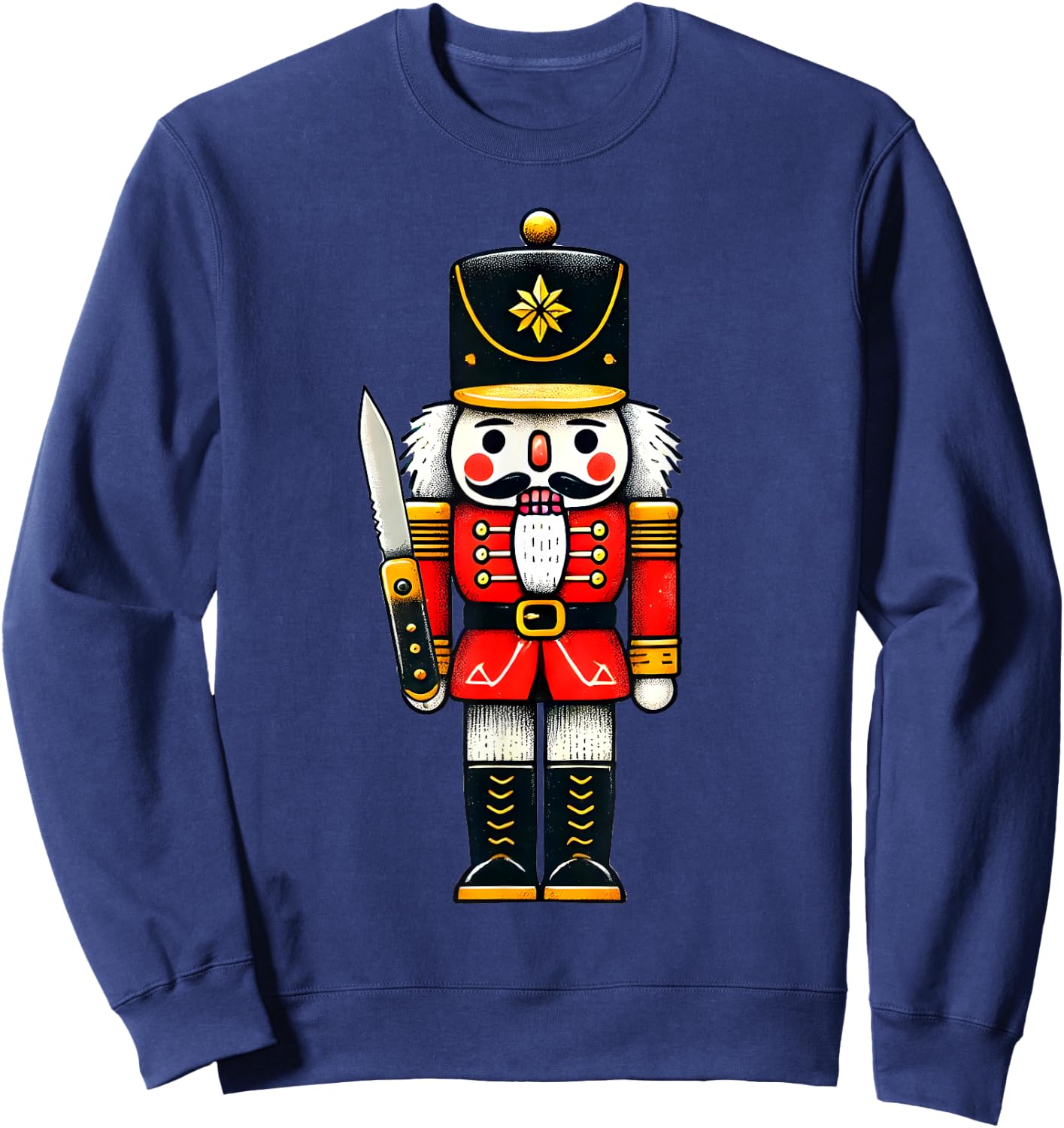 Cute Funny Christmas Happy Holiday Pajama Gift -Adults Winter Black Short Sleeve Small Classic Fit Pajama Shirt Holiday-Themed Sweatshirt - Sweatshirt | Navy