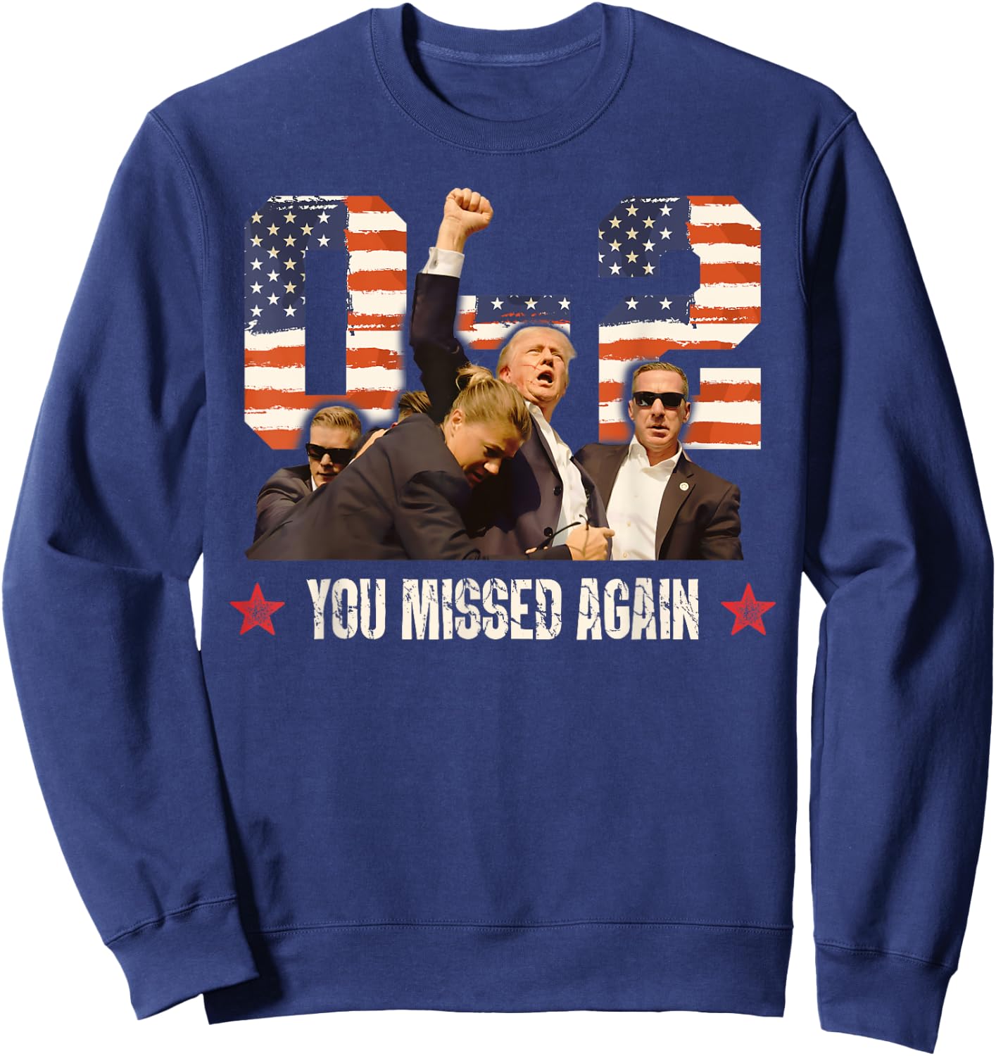 Trump 2024 You Missed Again 2 - 0 2nd Assassination Attempt Sweatshirt - Sweatshirt | Navy