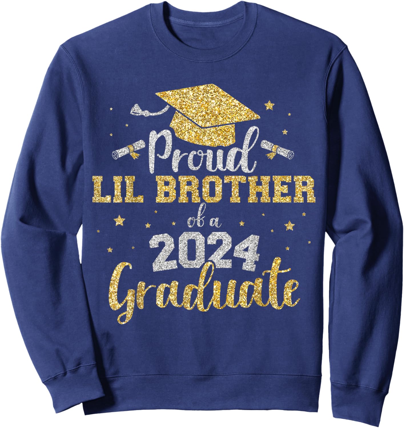 Proud lil brother class of 2024 graduate senior graduation Sweatshirt - Sweatshirt | Navy