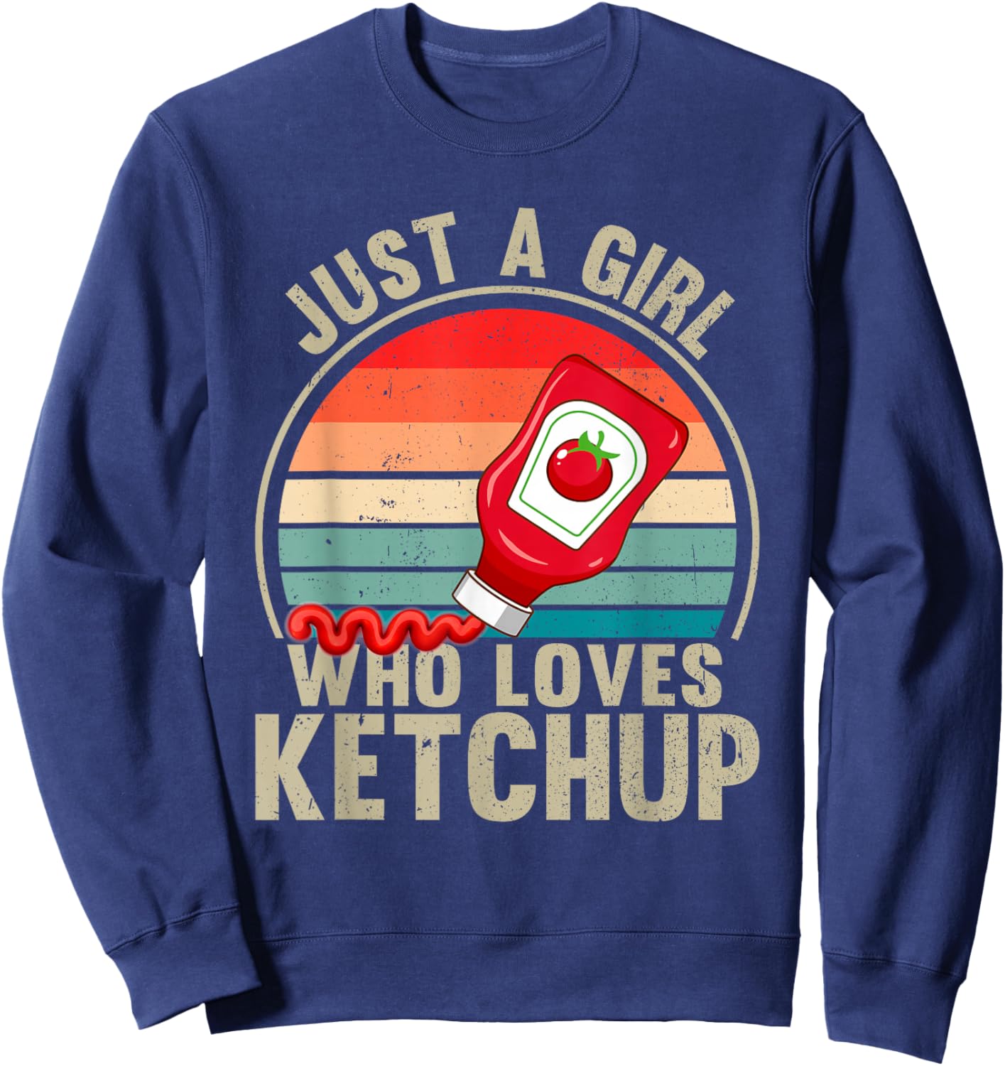 Vintage Girl Ketchup Women Catsup Condiment Lovers Sweatshirt - Sweatshirt | Navy