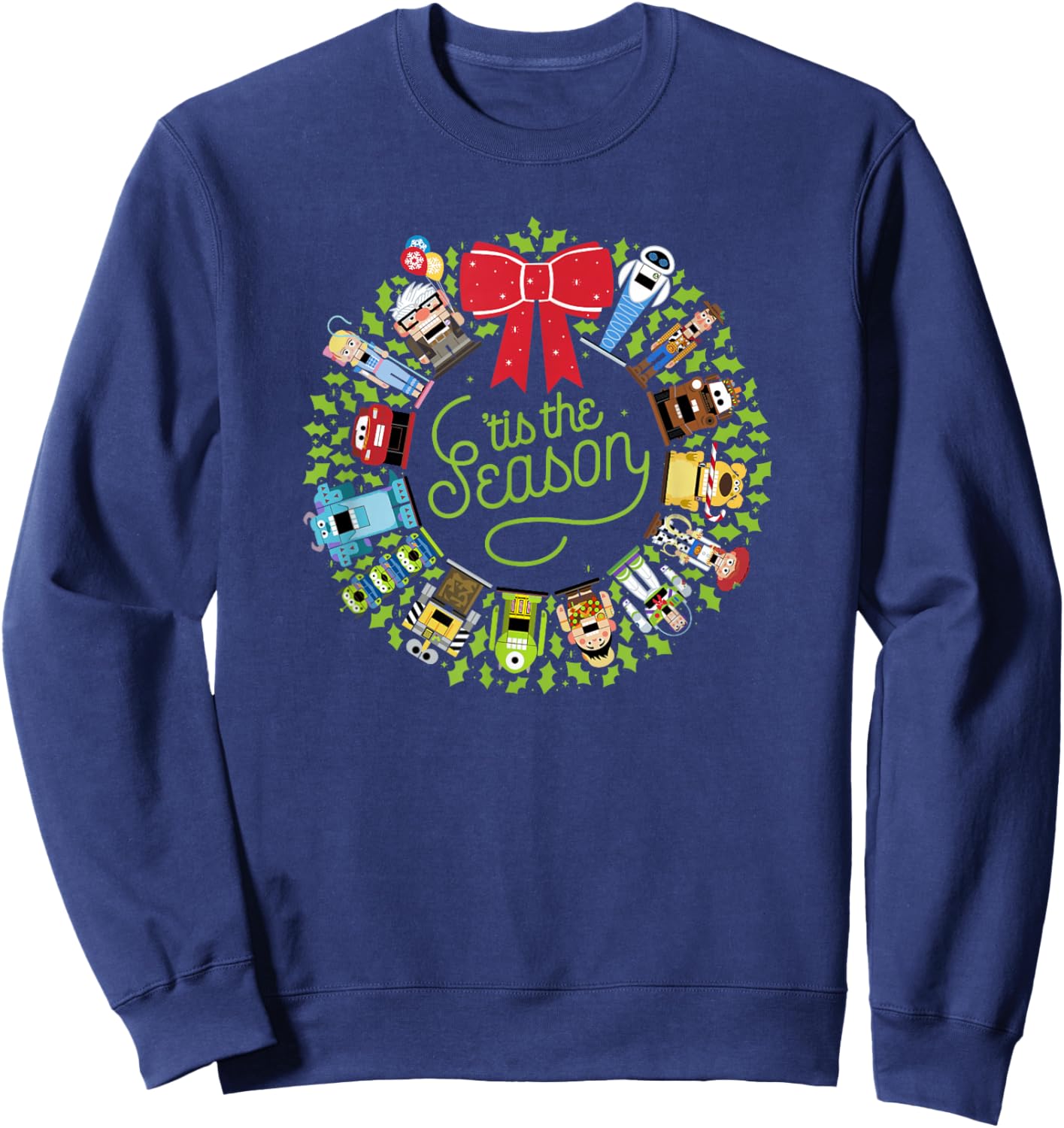 Disney Pixar Christmas Group Tis The Season Wreath Sweatshirt - Sweatshirt | Navy